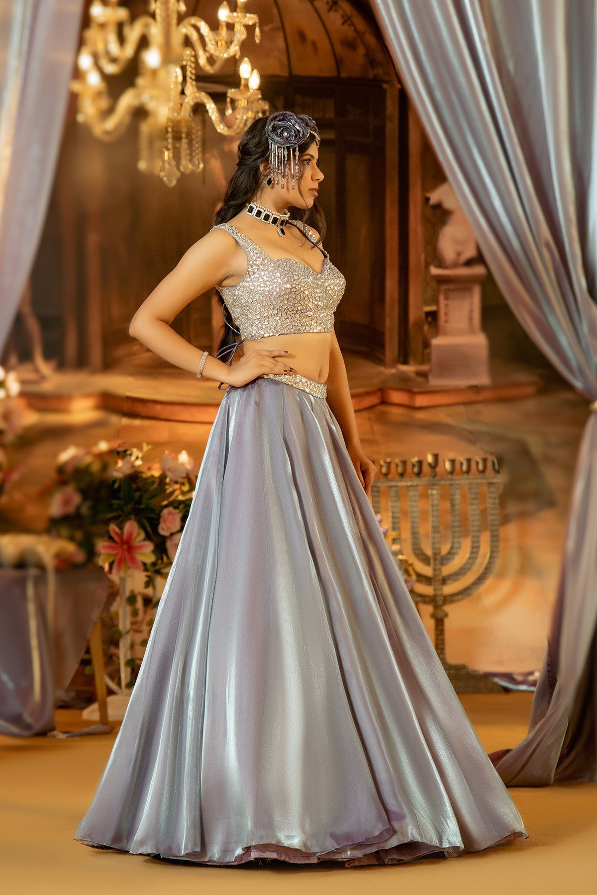 Lavender Organza Satin Skirt