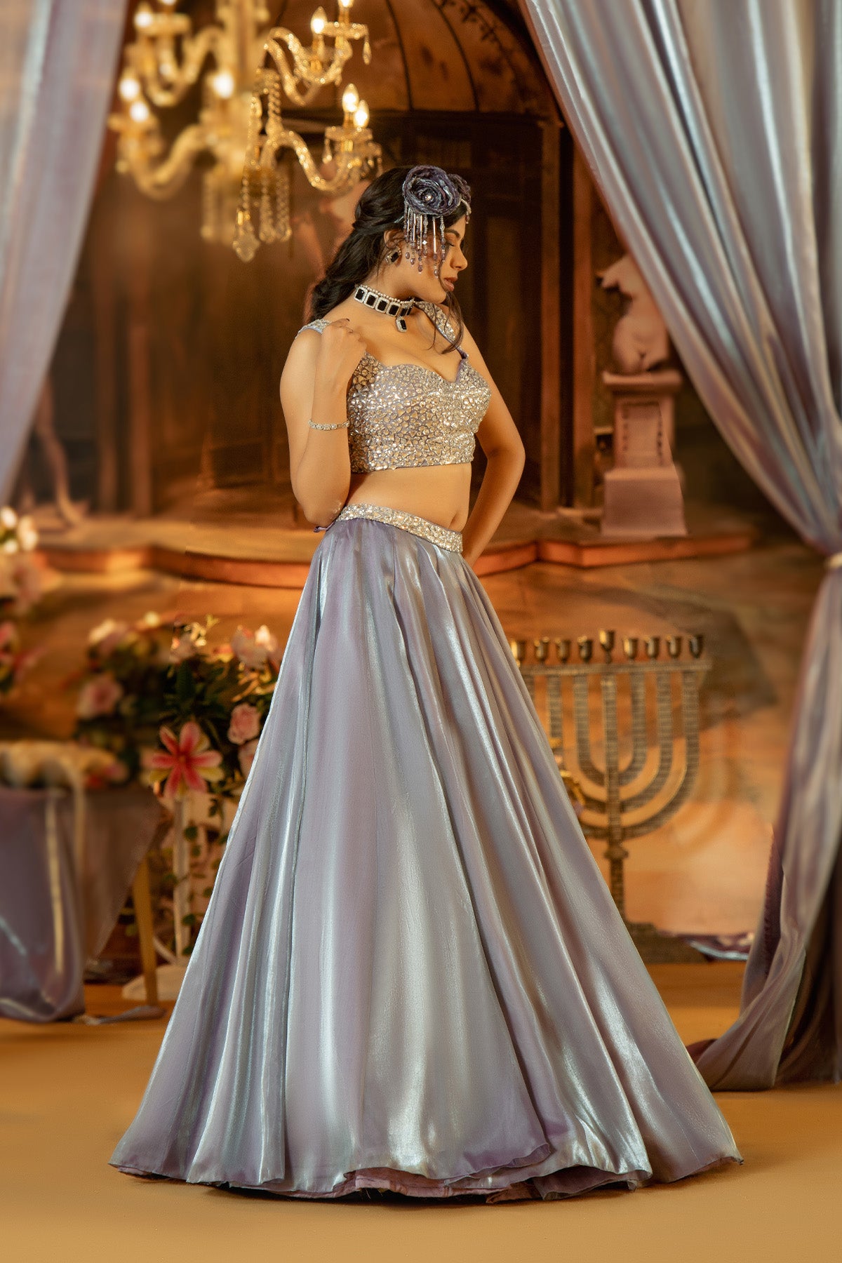 Lavender Organza Satin Skirt