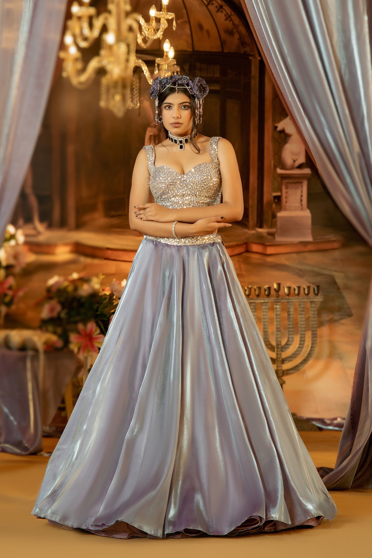 Lavender Organza Satin Skirt
