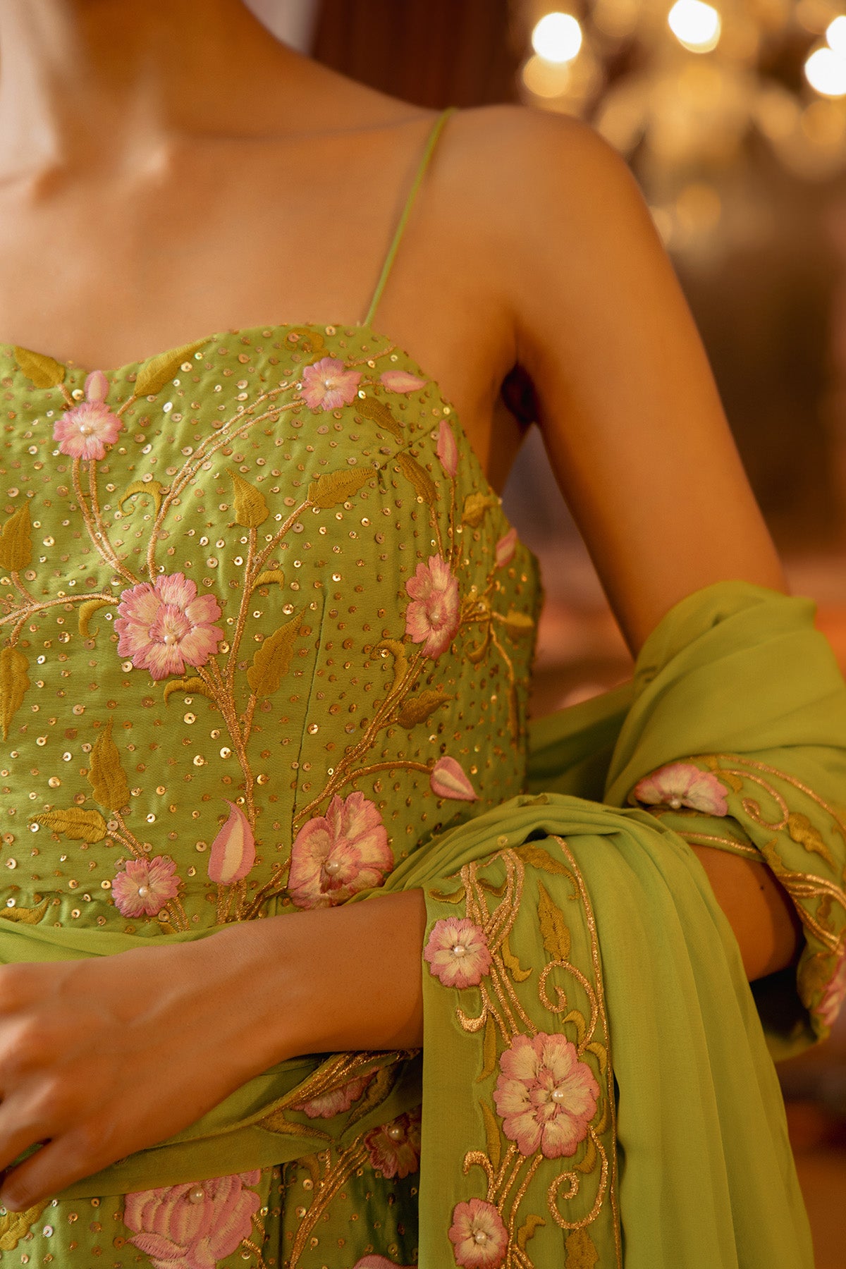 LIME GREEN Spadhetti with Gharara