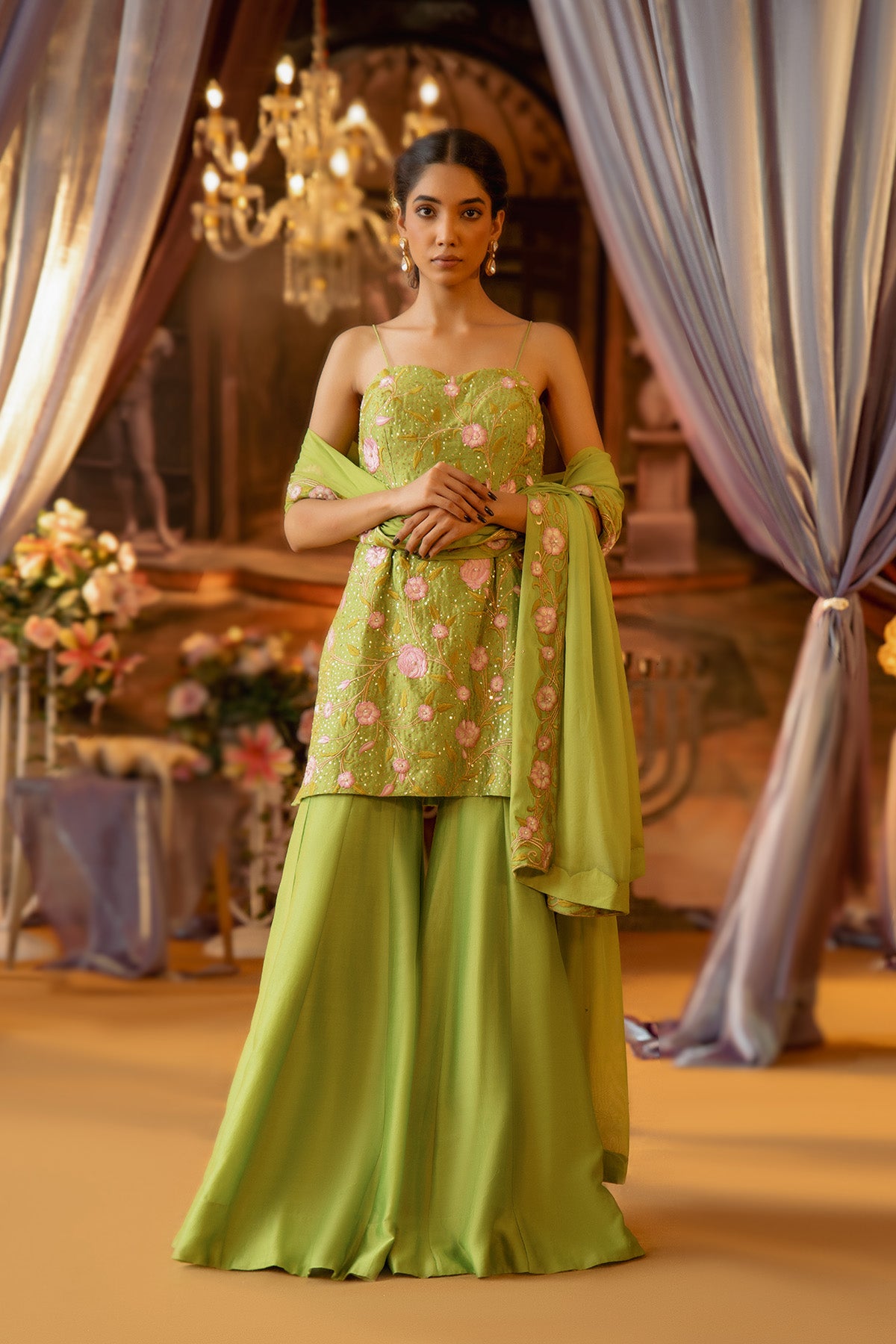 LIME GREEN Spadhetti with Gharara