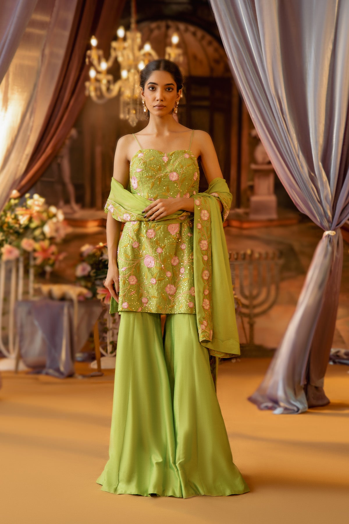 LIME GREEN Spadhetti with Gharara