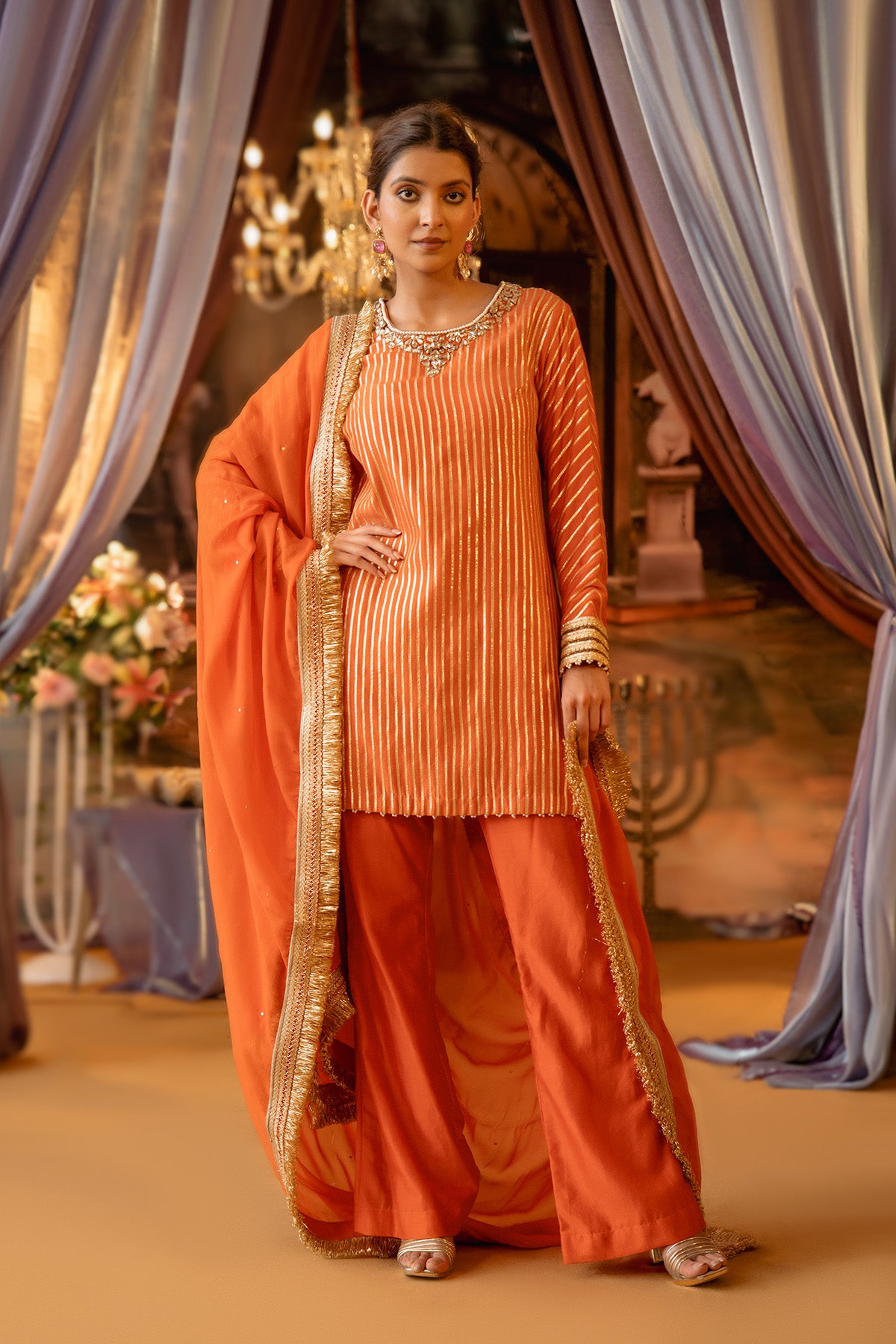 Orange Gotta Chanderi Suit