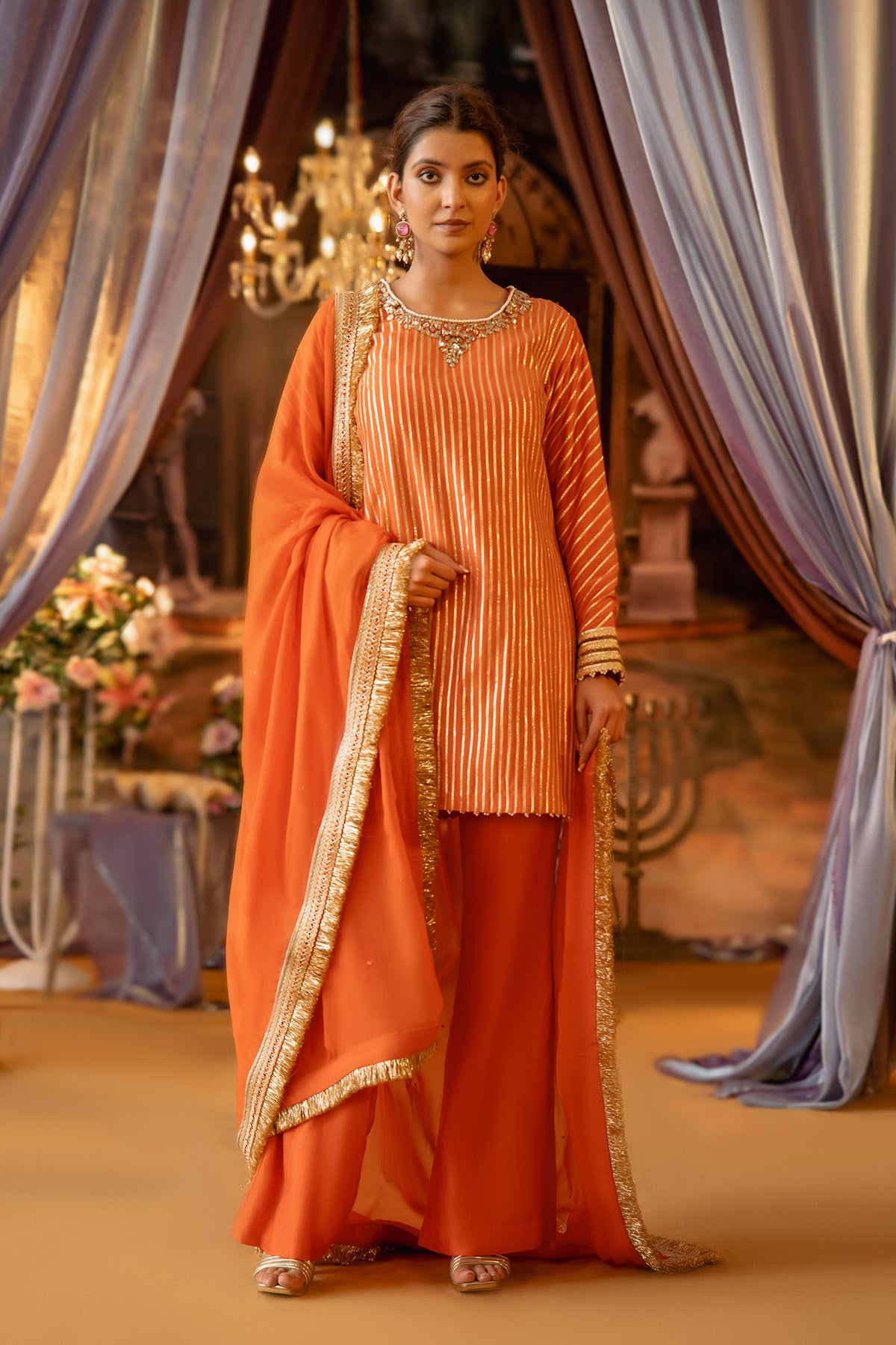 Orange Gotta Chanderi Suit