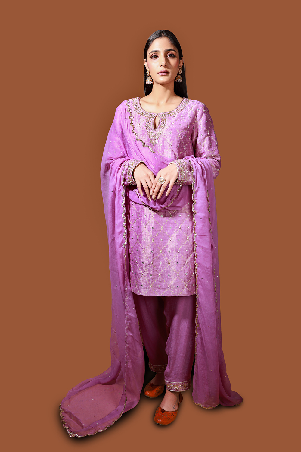 MADHUBALA PURPLE SATIN GEORGETTE STRAIGHT SUIT. | Party wear indian  dresses, Indian dresses traditional, Tight dress outfit
