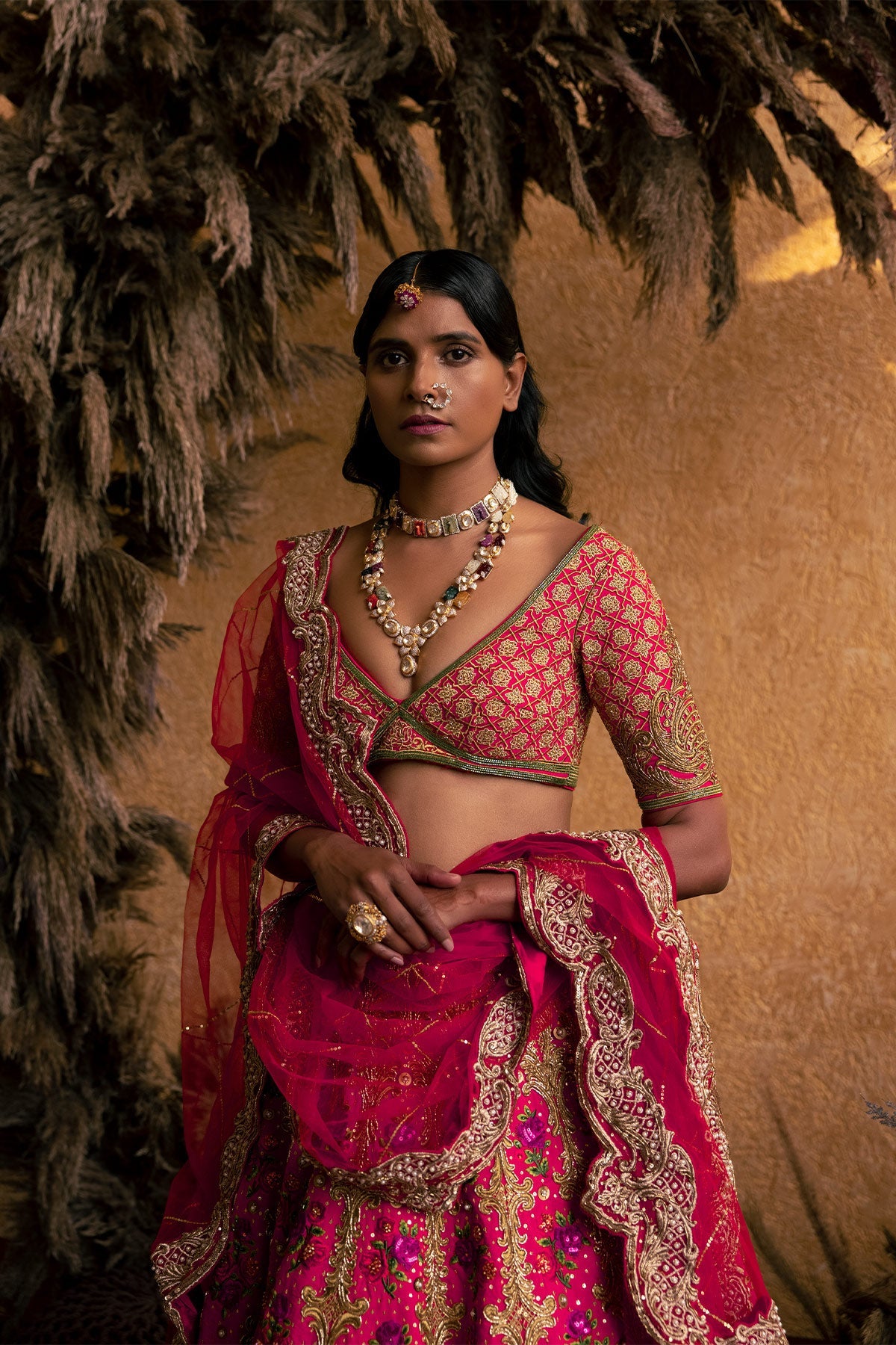 Bright Red Rosses Lehenga