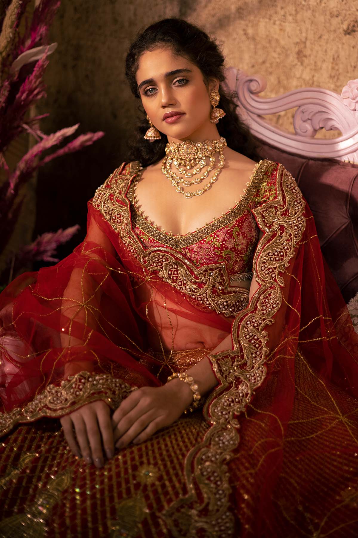 Red St. Petersburg Lehenga