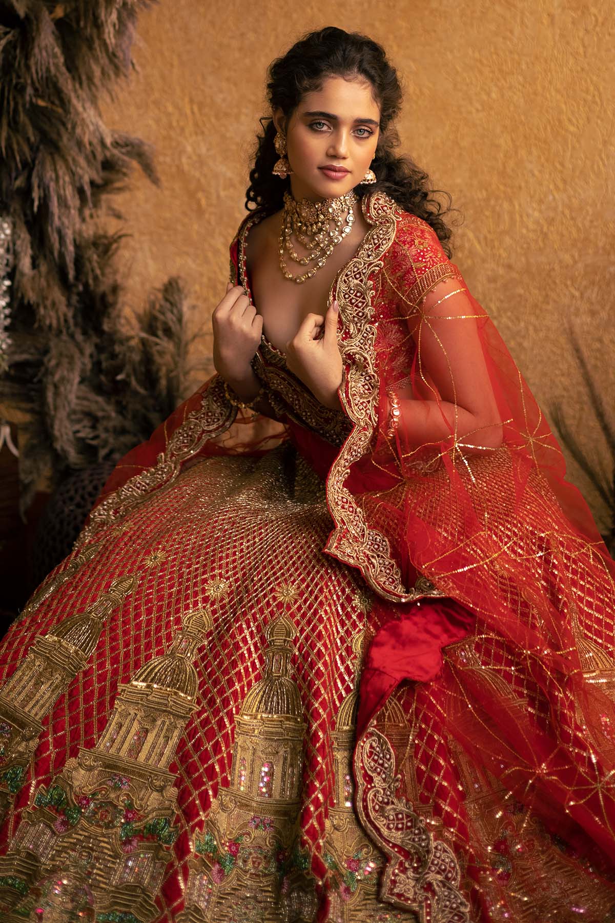 Red St. Petersburg Lehenga