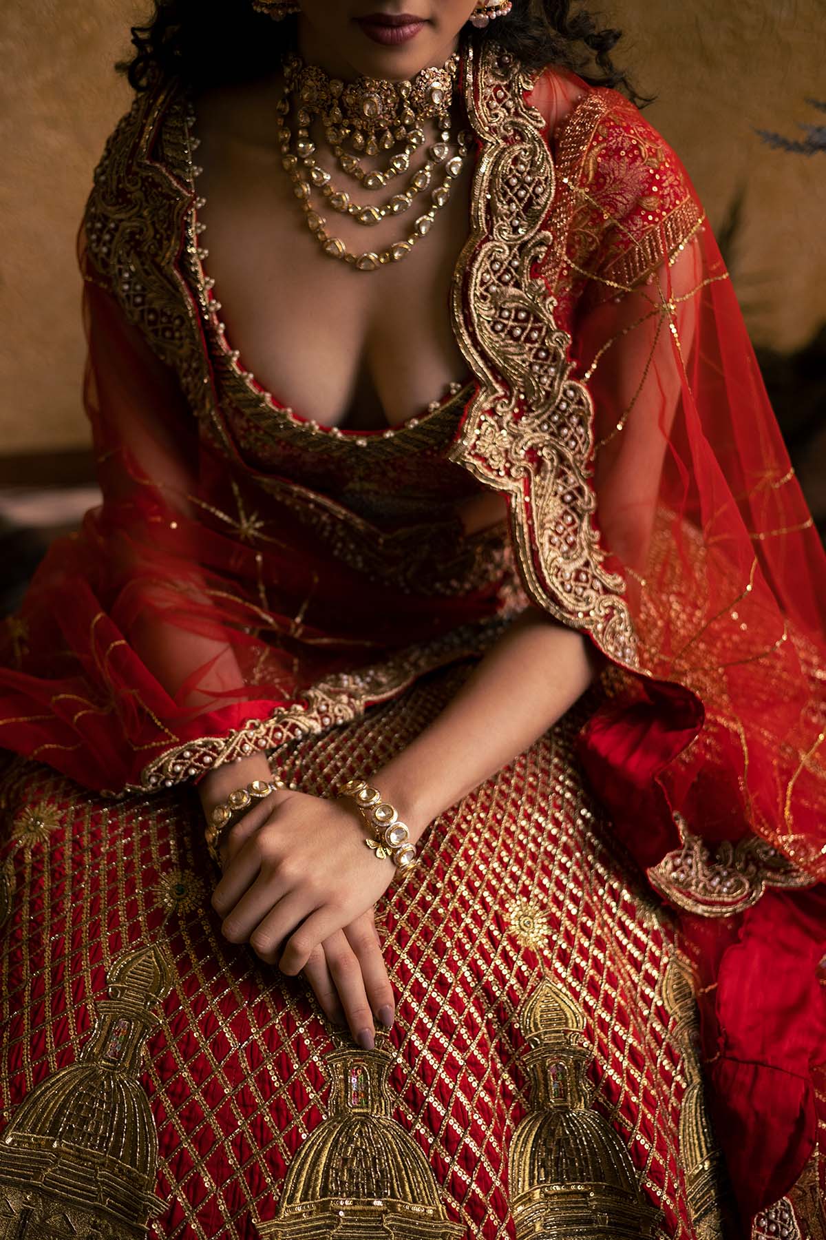 Red St. Petersburg Lehenga