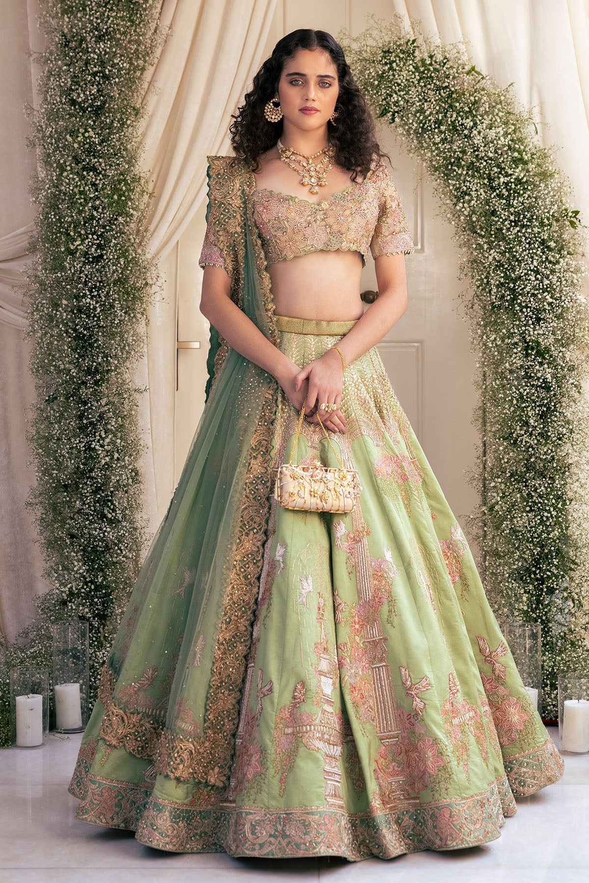 Pastel Green Fountain Lehenga