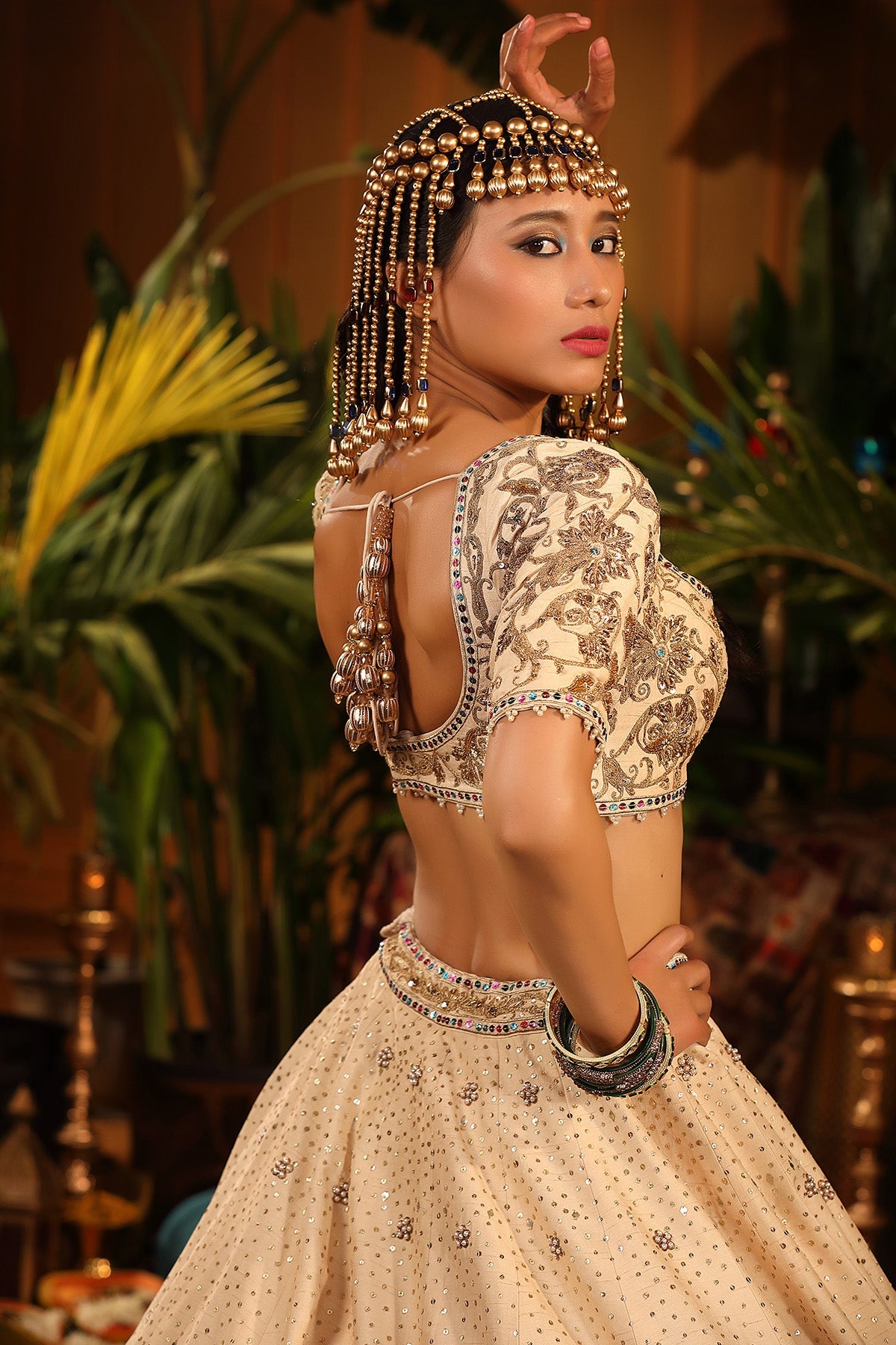 A Ivory Raw Silk Lehenga