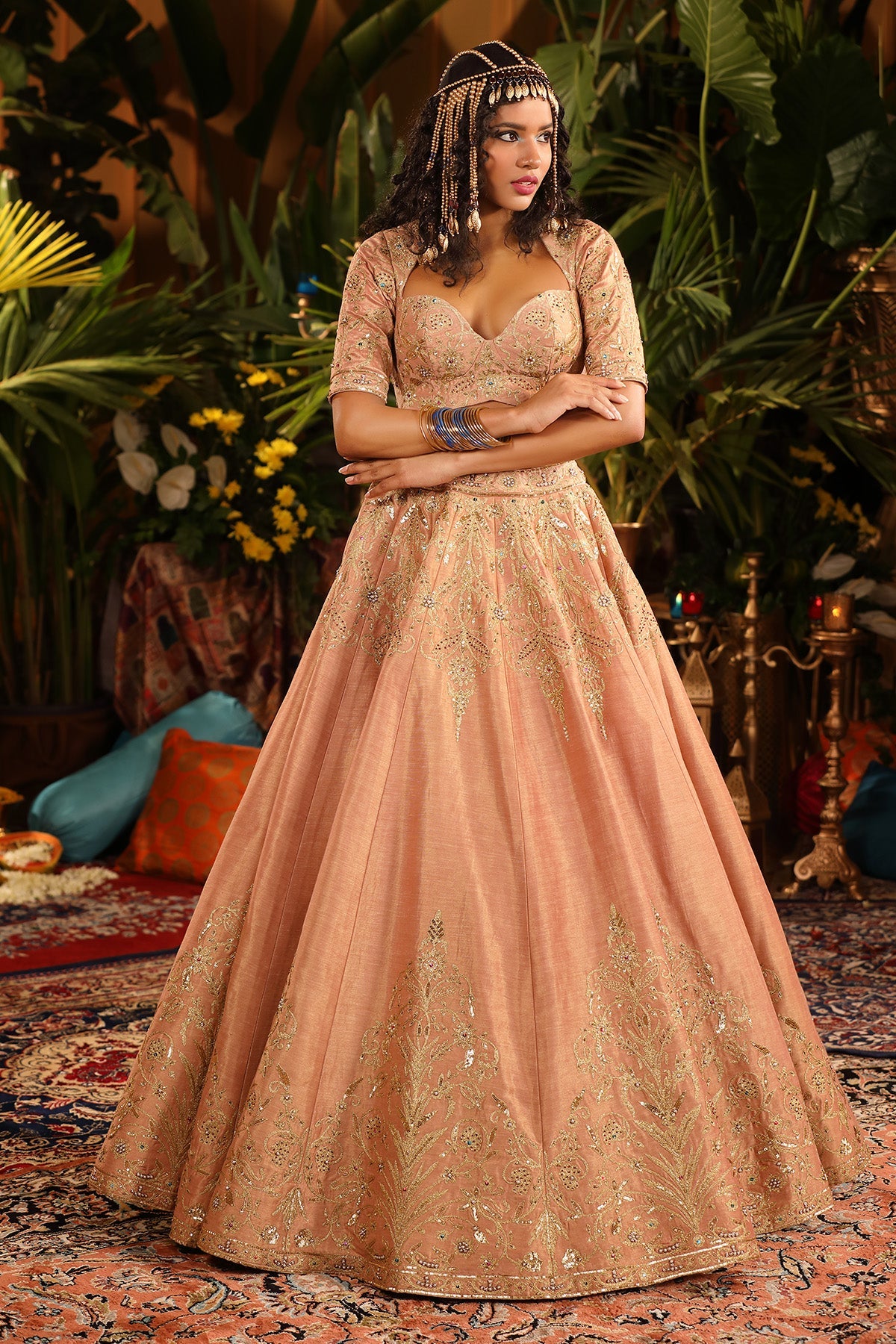 A Exquisite Dusty Pink Kasab Silk Lehenga