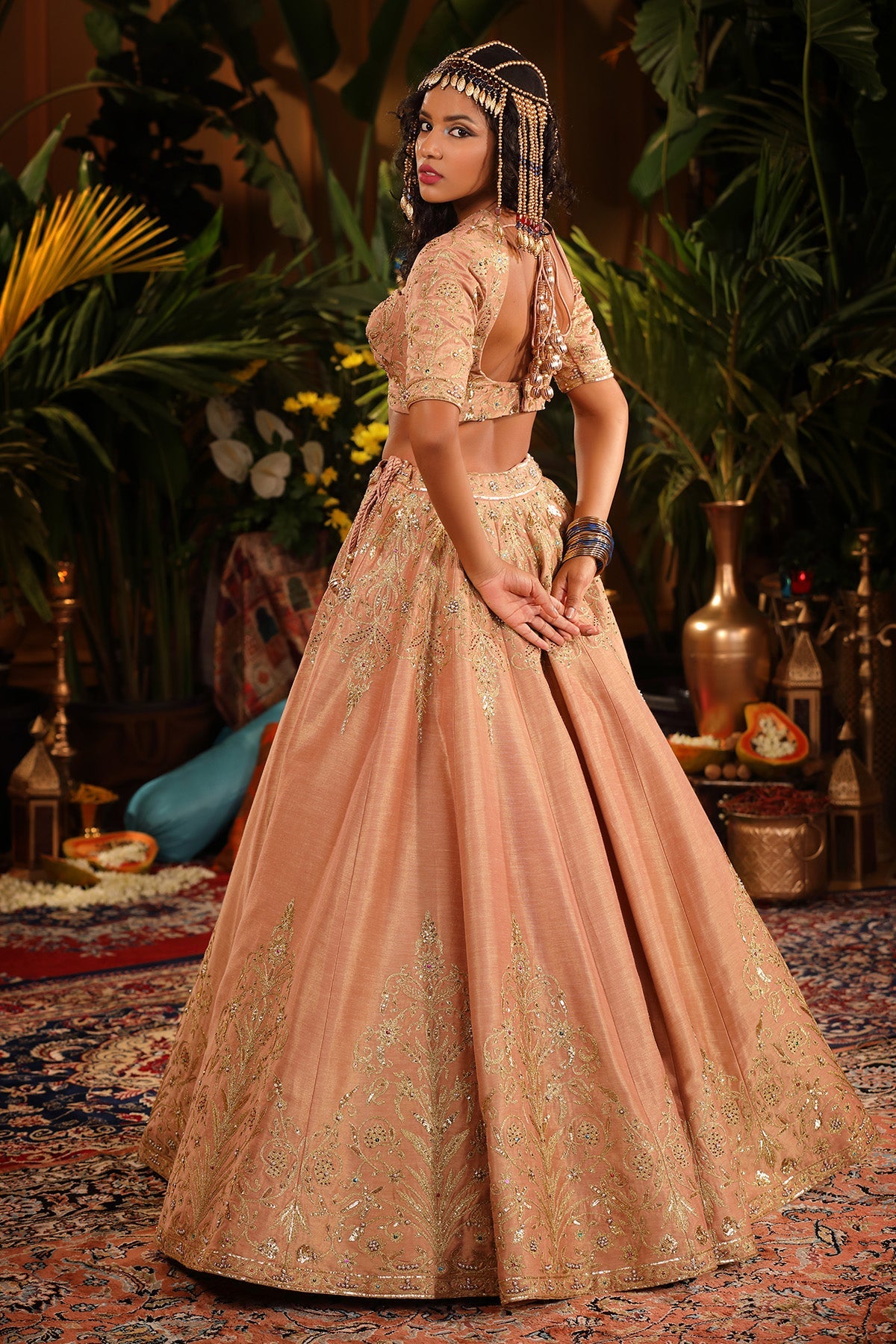 A Exquisite Dusty Pink Kasab Silk Lehenga