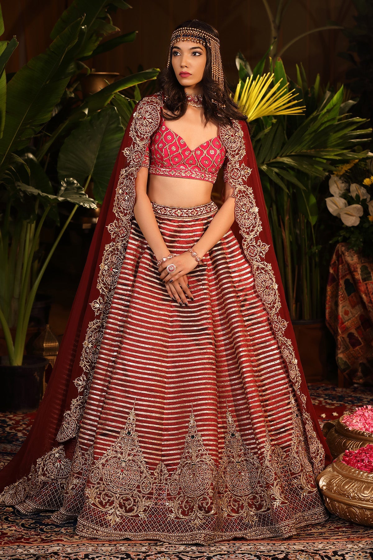 Our Mesmerizing Maroon Brocade Lehenga