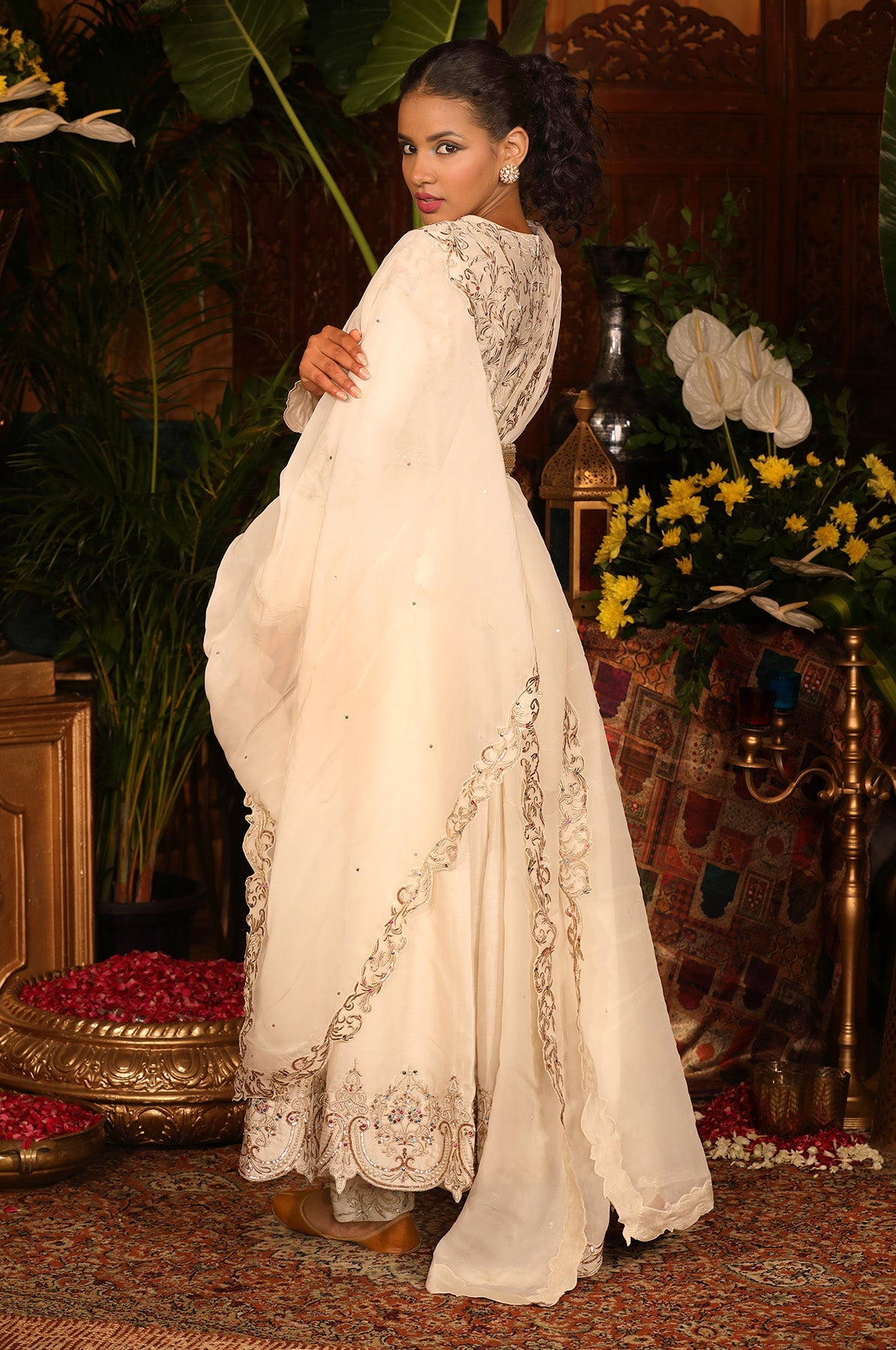 Ivory Chanderi silk Anarkali