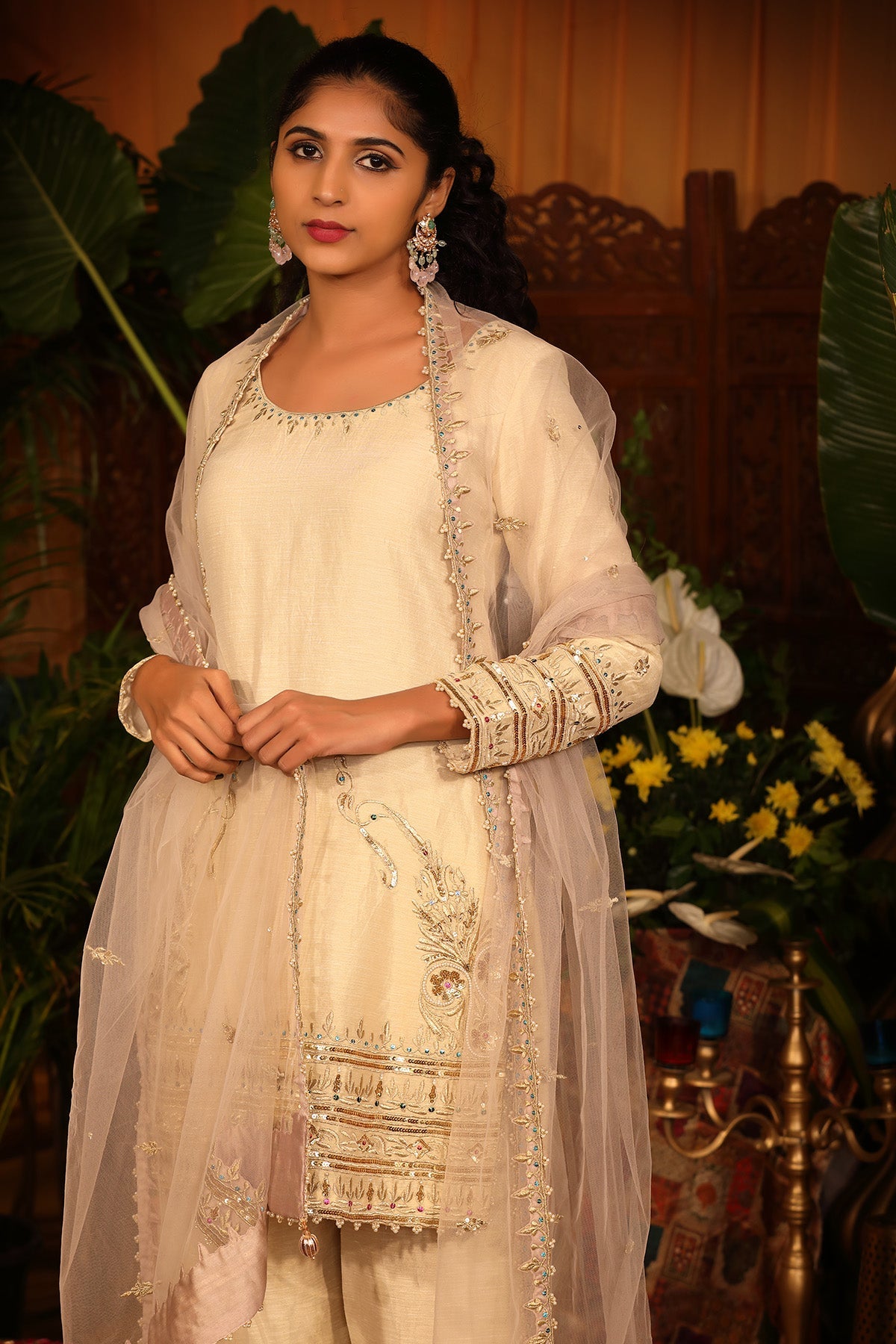 Ivory Kasab Silk Suit