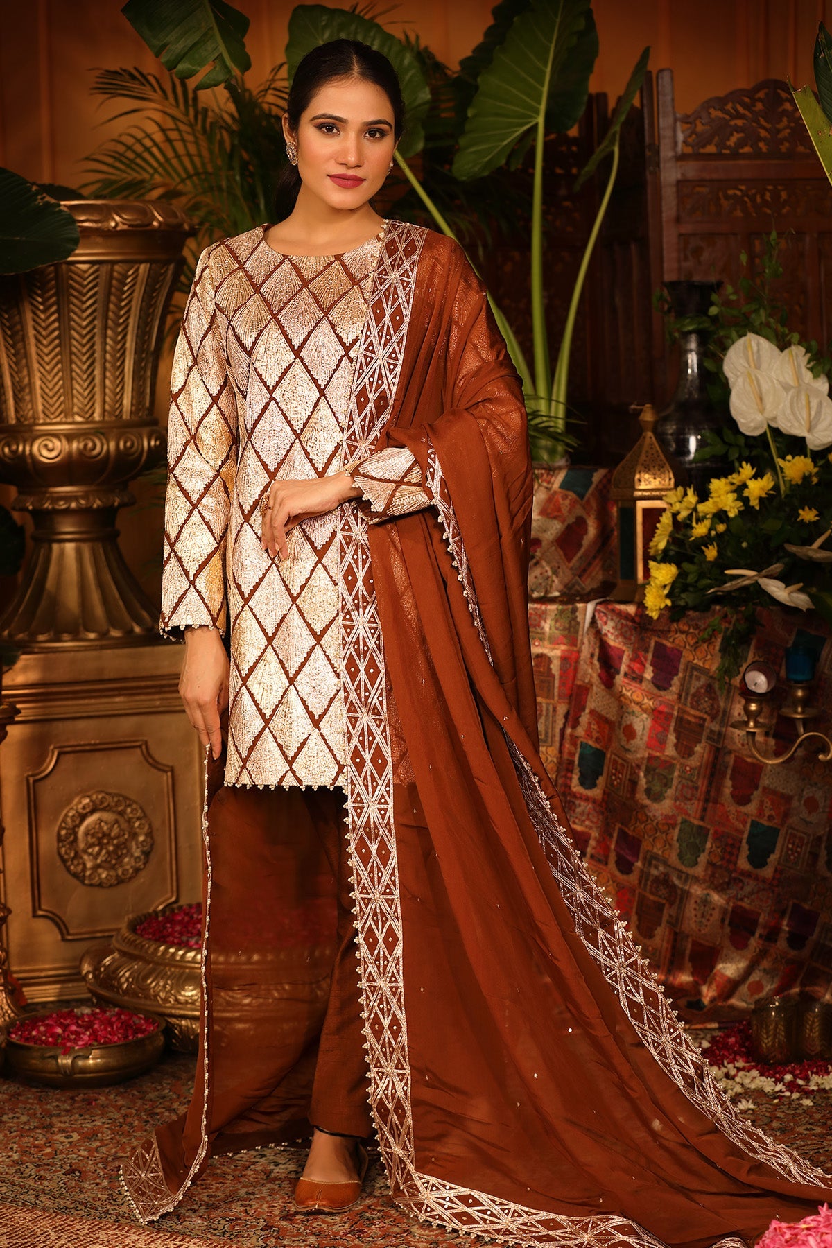 Cinnamon Colour Raw Silk Kurti