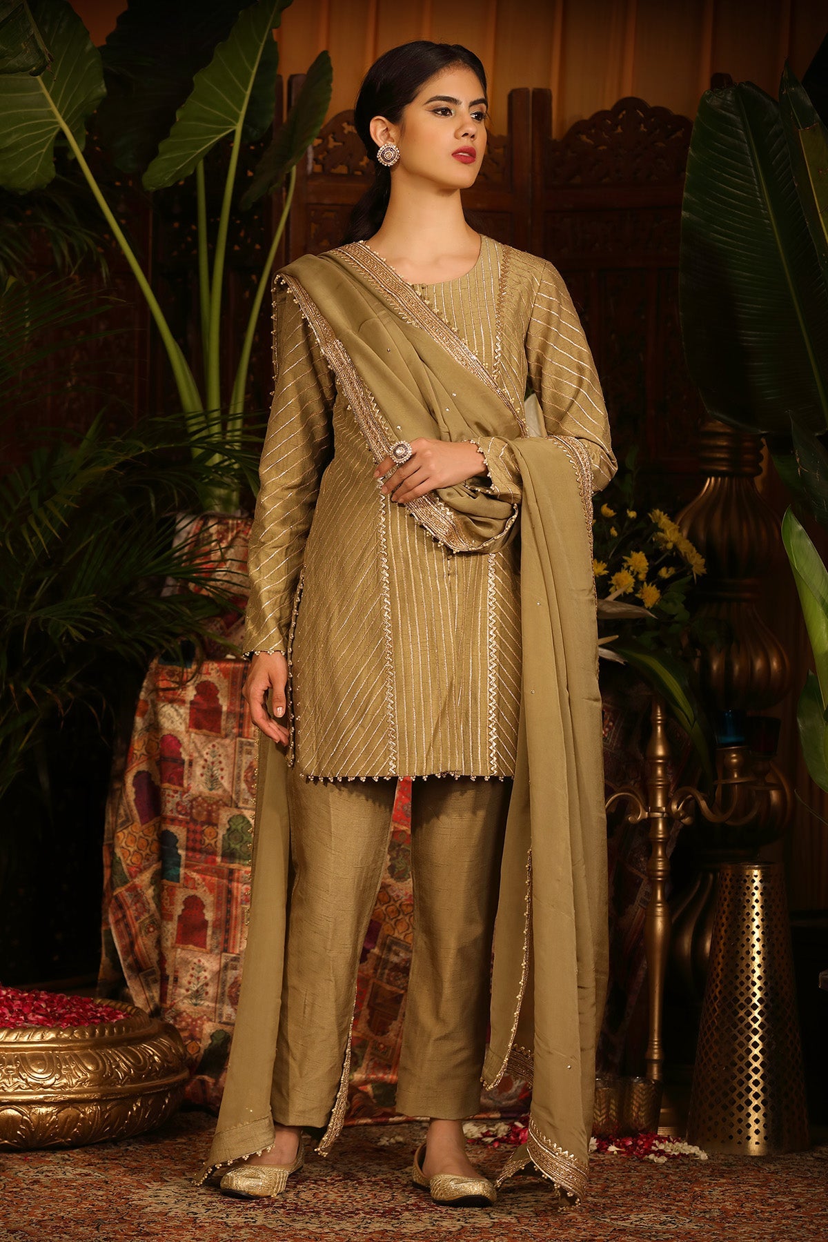 Olive Green Kurti With Pants