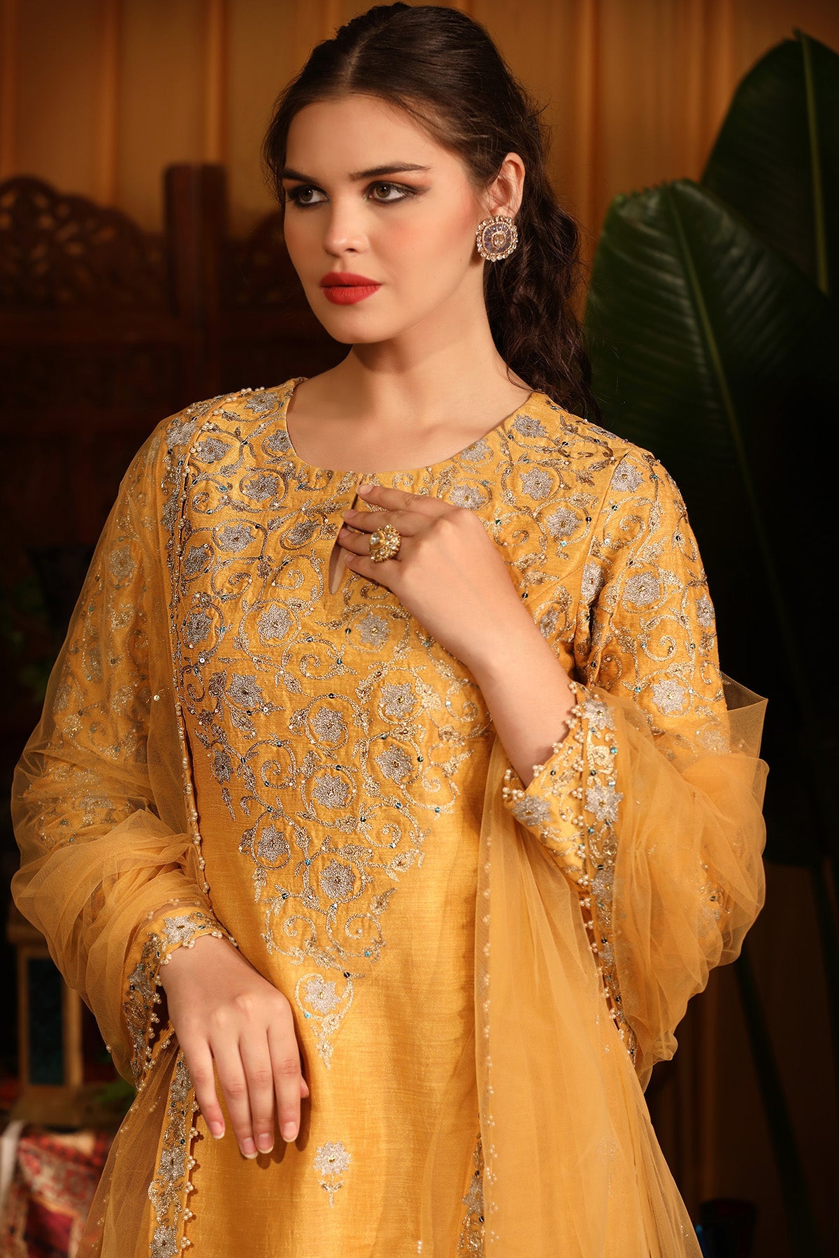 Yellow Chanderi Kurti Sharara Set.