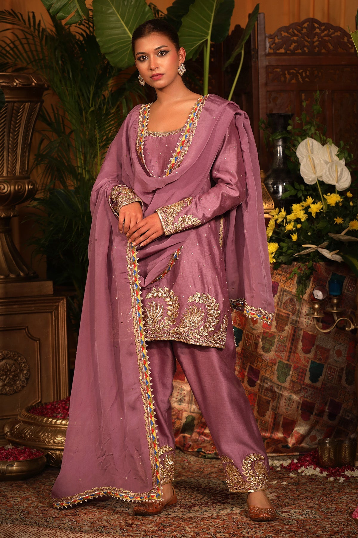 Lilac Chanderi kurti salwar