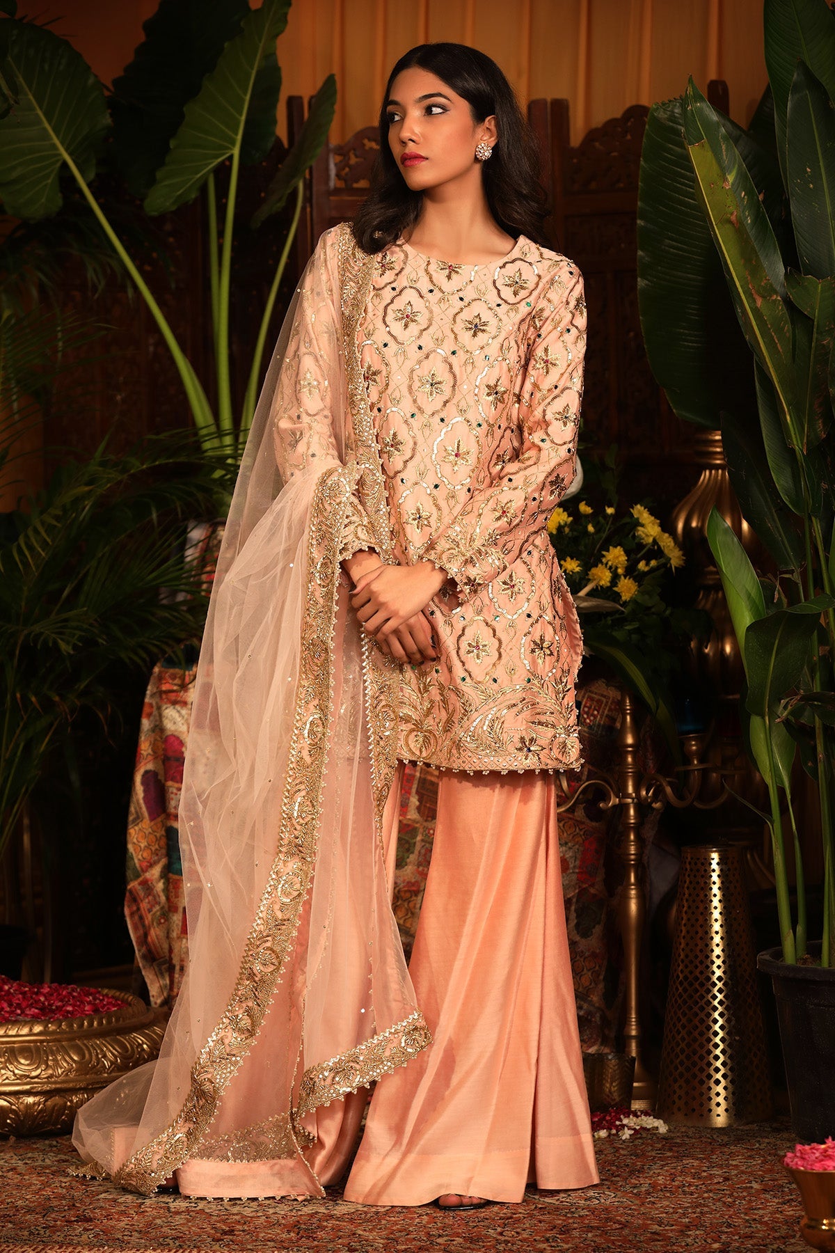 Peach Chanderi Kurti