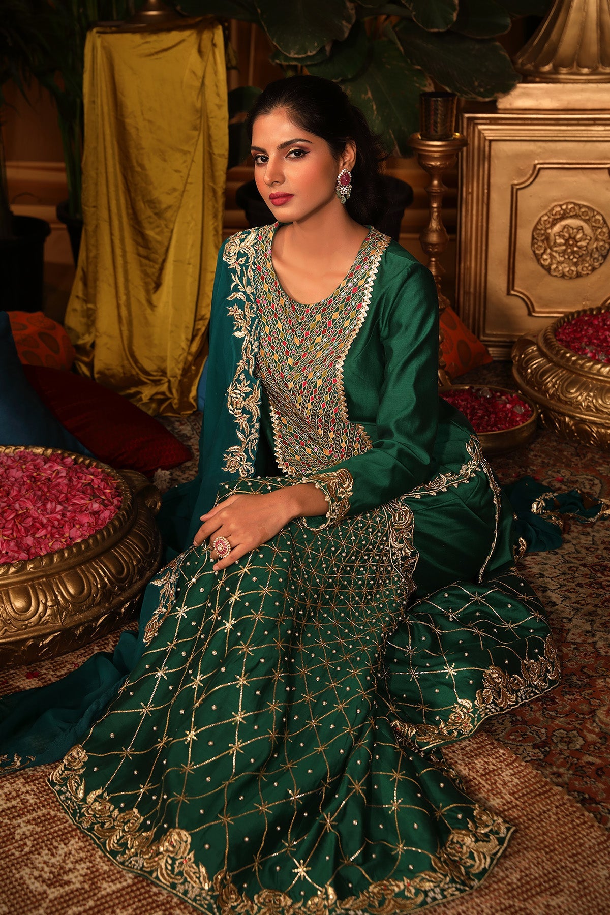 Green Kurti gharara set