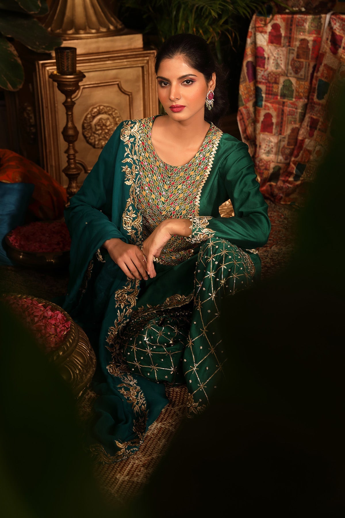 Green Kurti gharara set