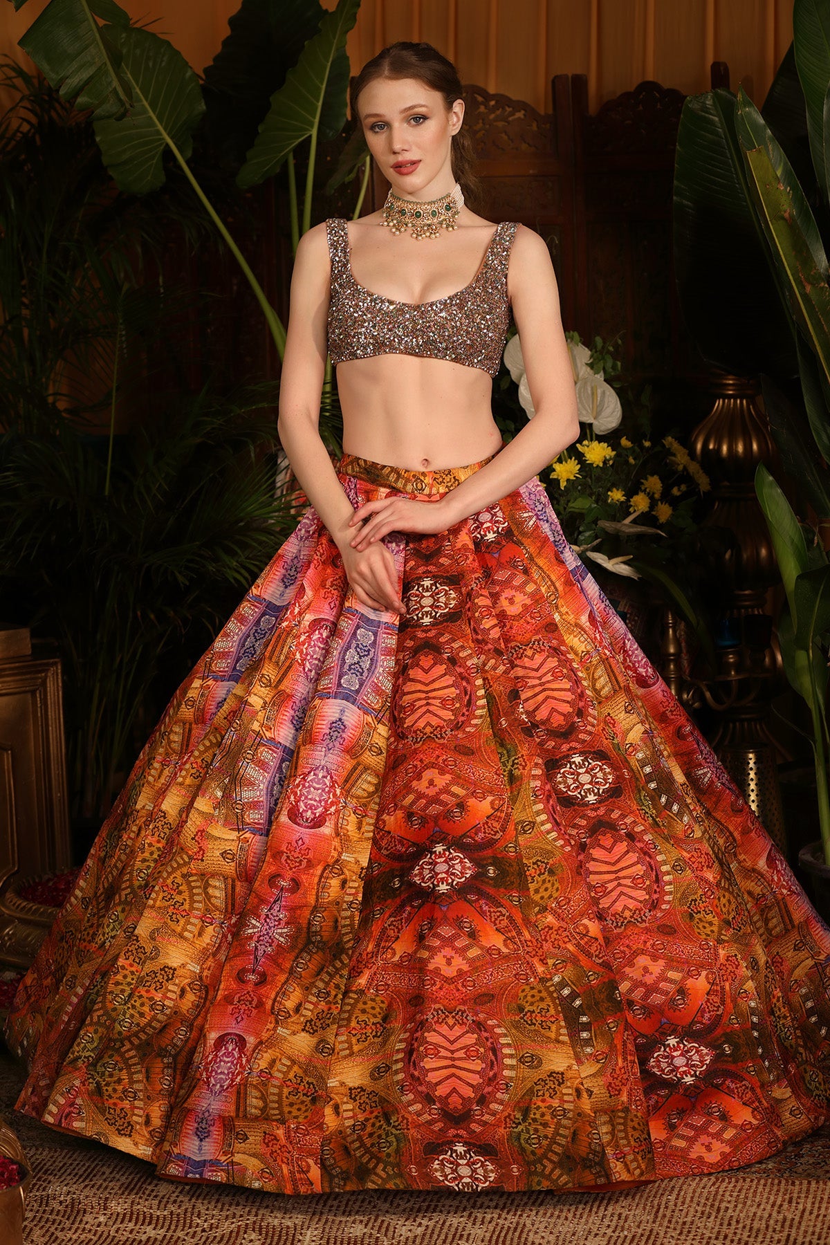 Multicolour Digital Print Lehenga