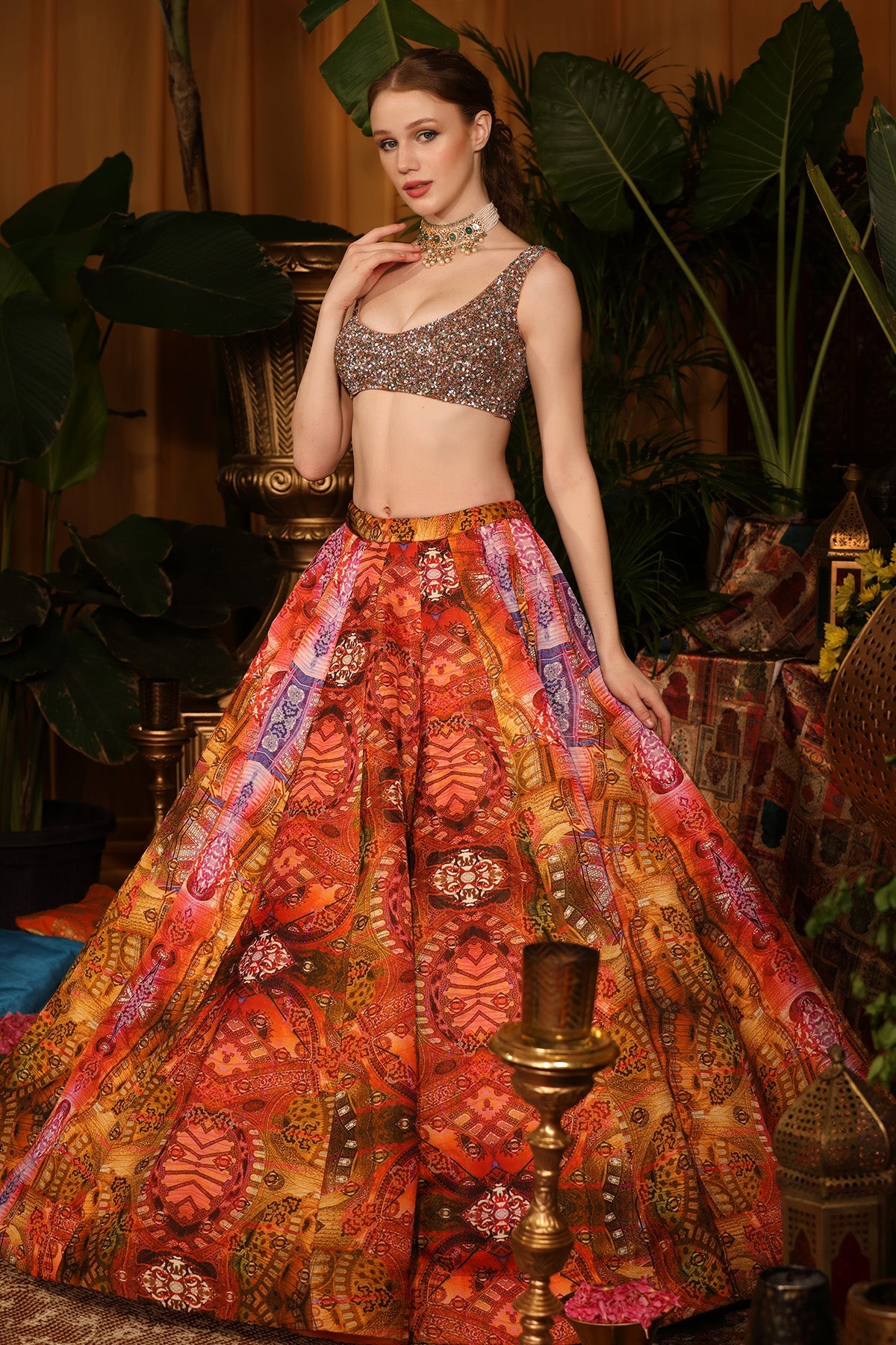 Multicolour Digital Print Lehenga