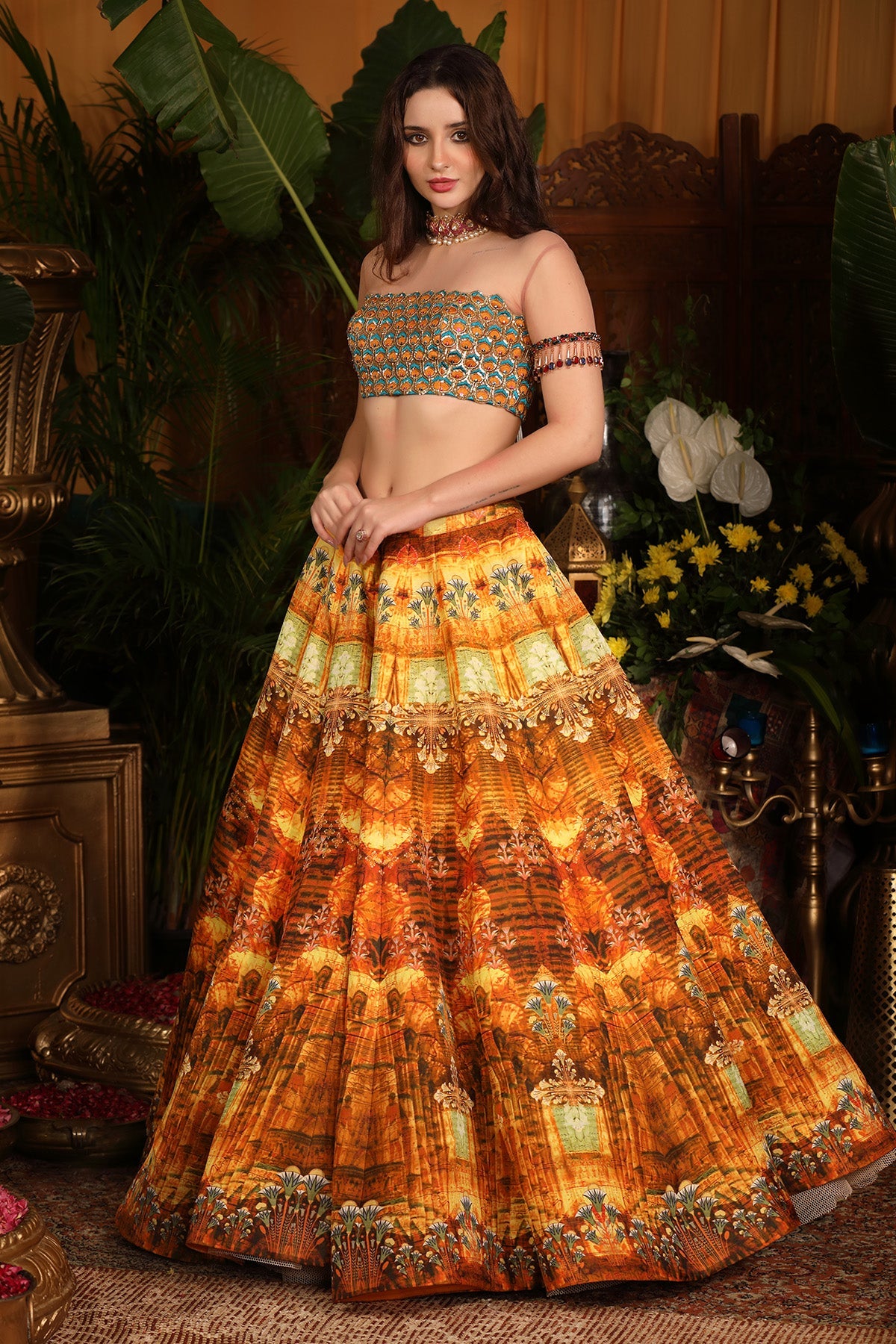 Mustard Kasab Silk Lehenga