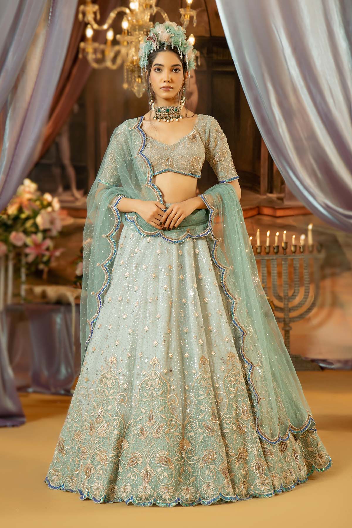 Our Ice Blue Tulle Lehenga