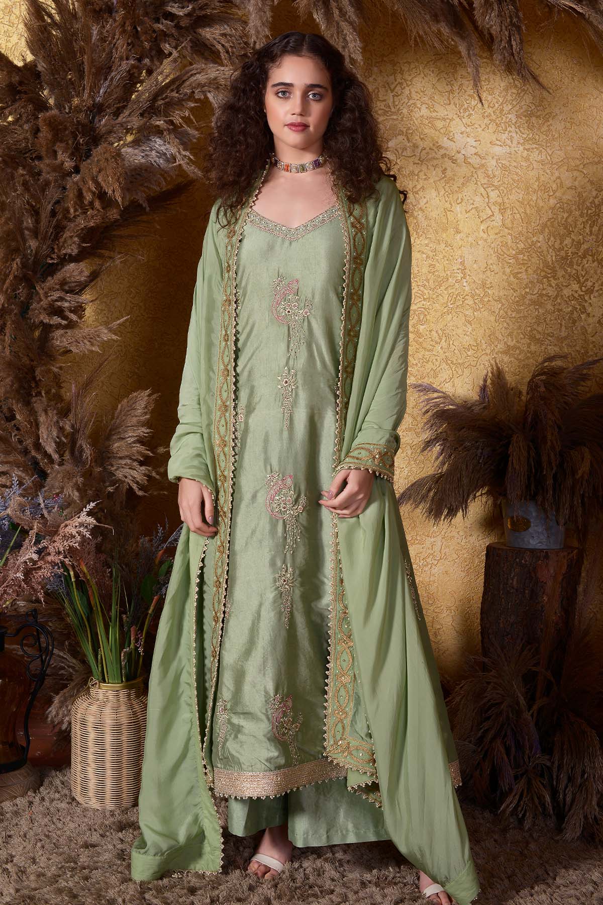 A Pistachio Green Kurta Set