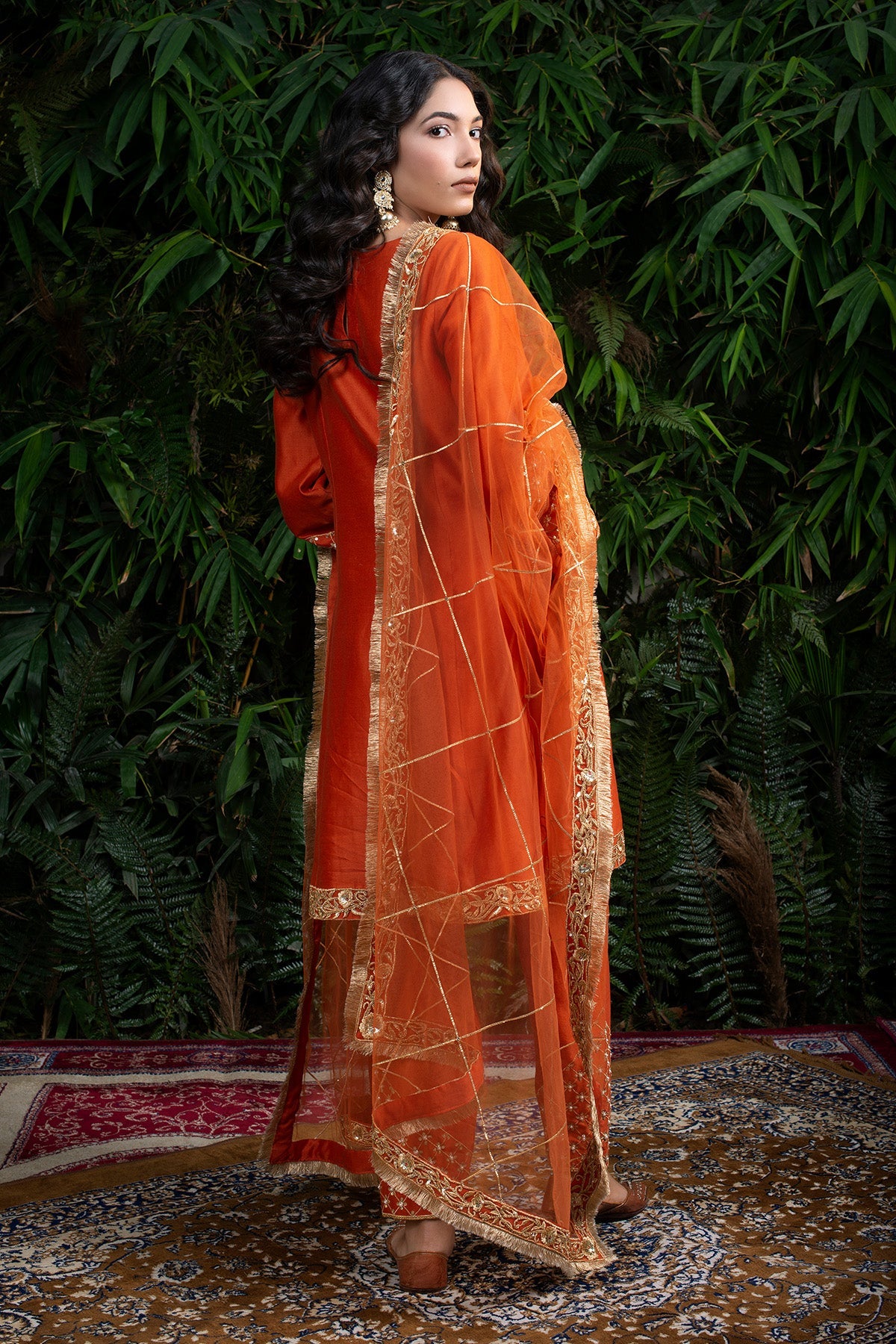 Rust Orange Chanderi Silk Kurti