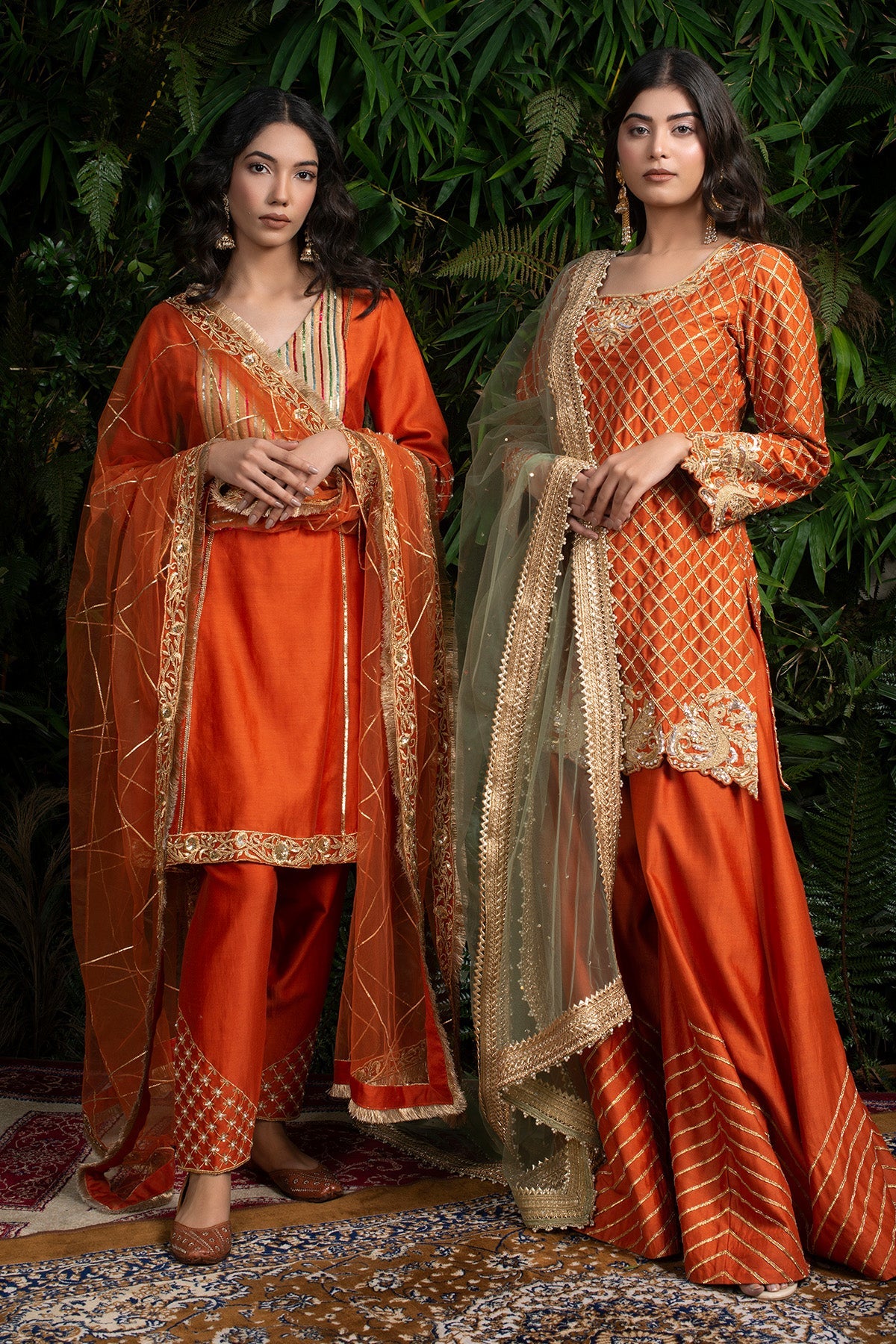 Rust Orange Chanderi Silk Kurti