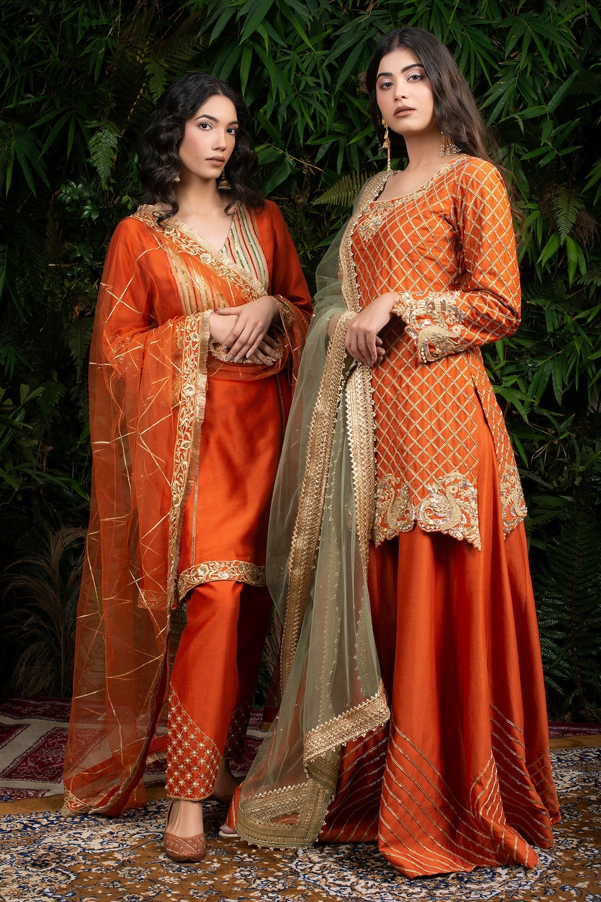 Rust Orange Chanderi Silk Kurti