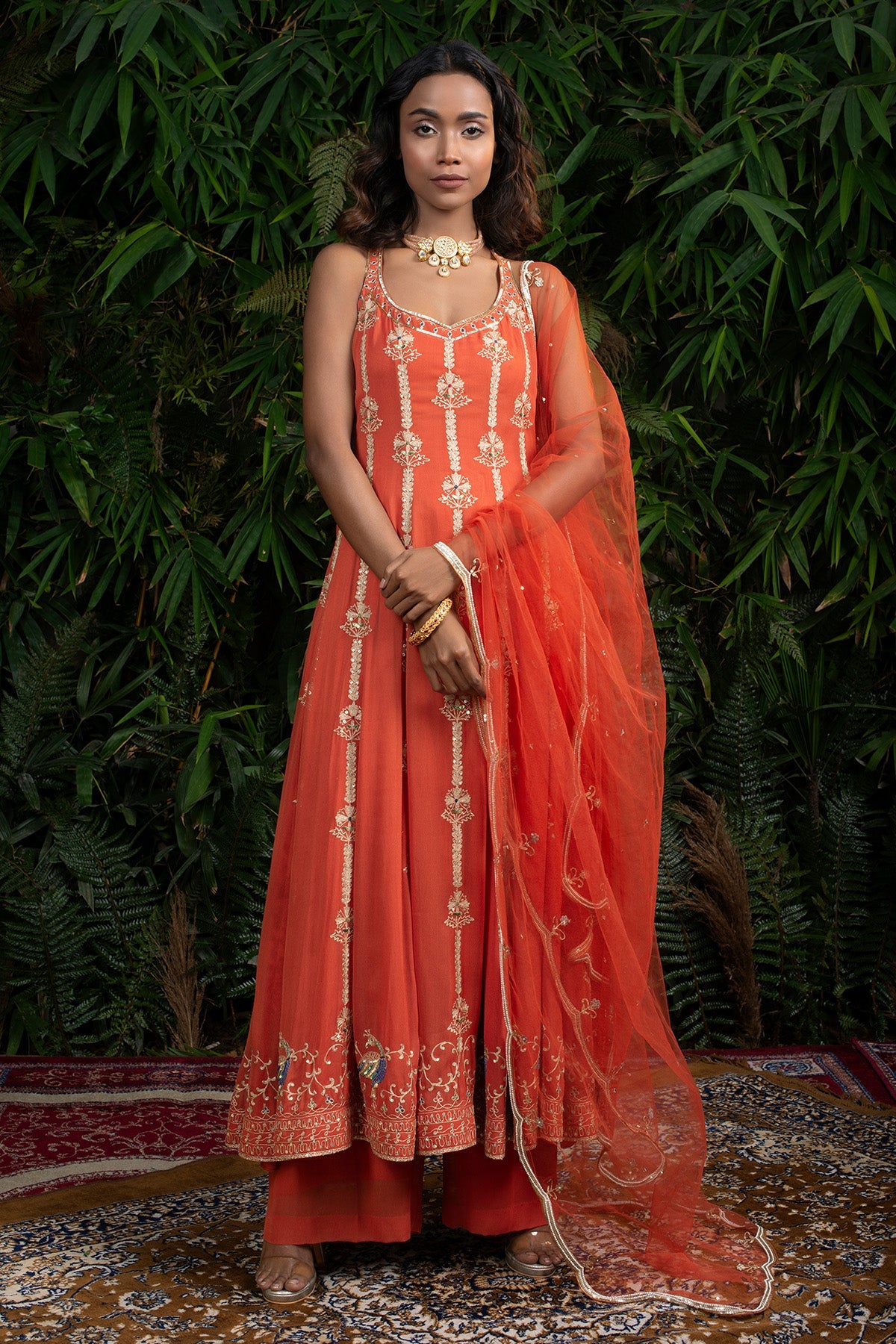 Rust Orange Georgette Anarkali