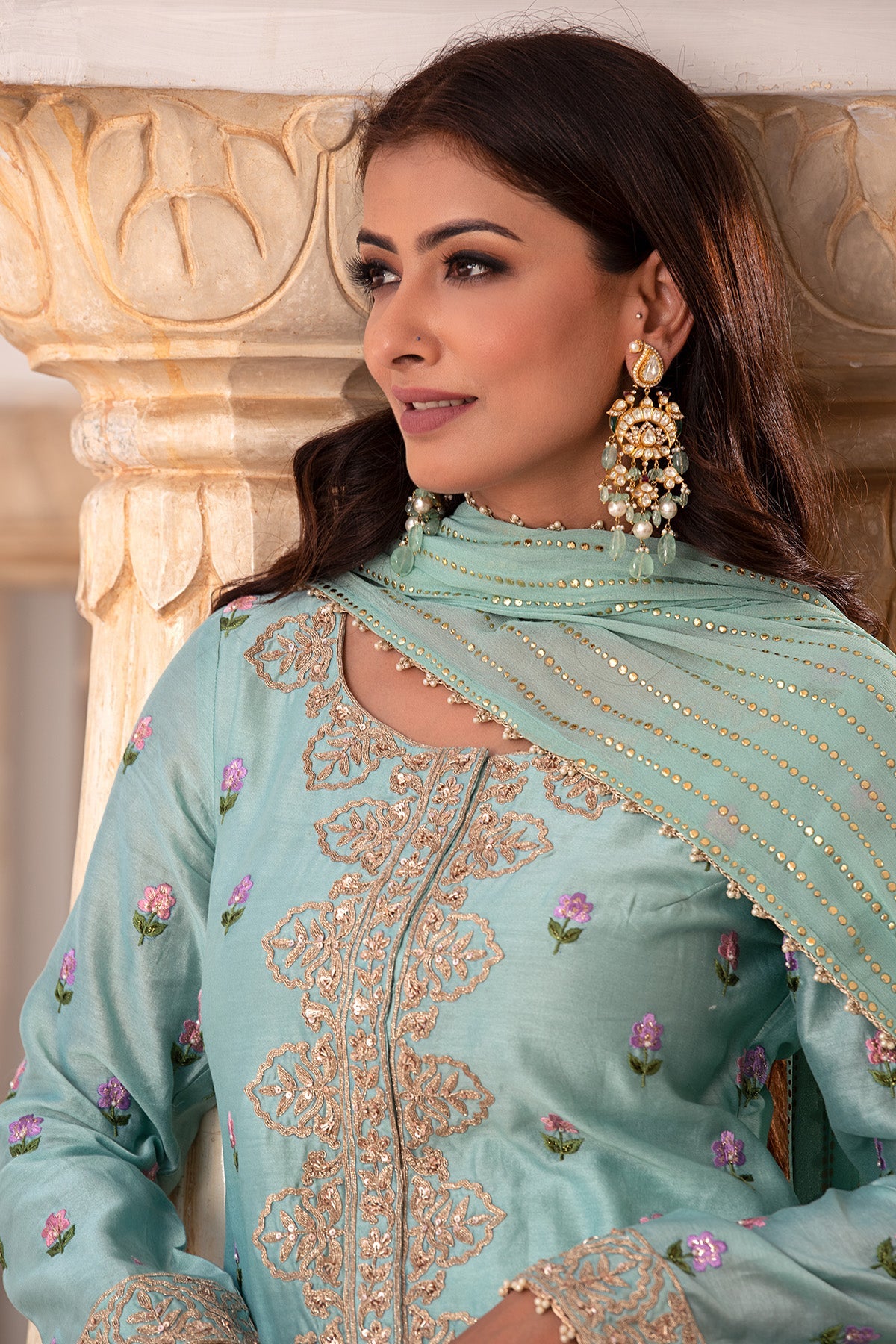 Ice Blue Chanderi Silk