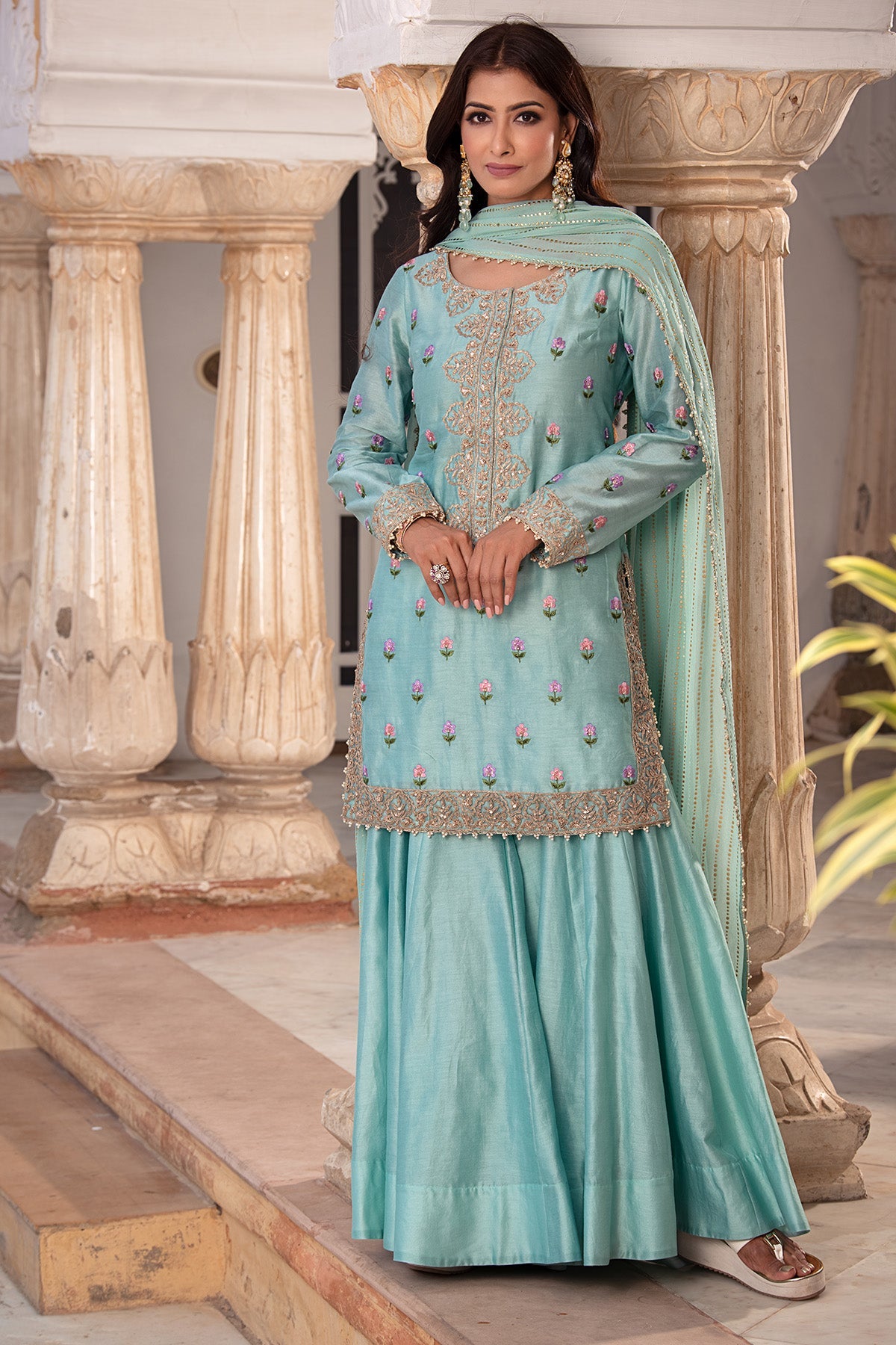 Ice Blue Chanderi Silk