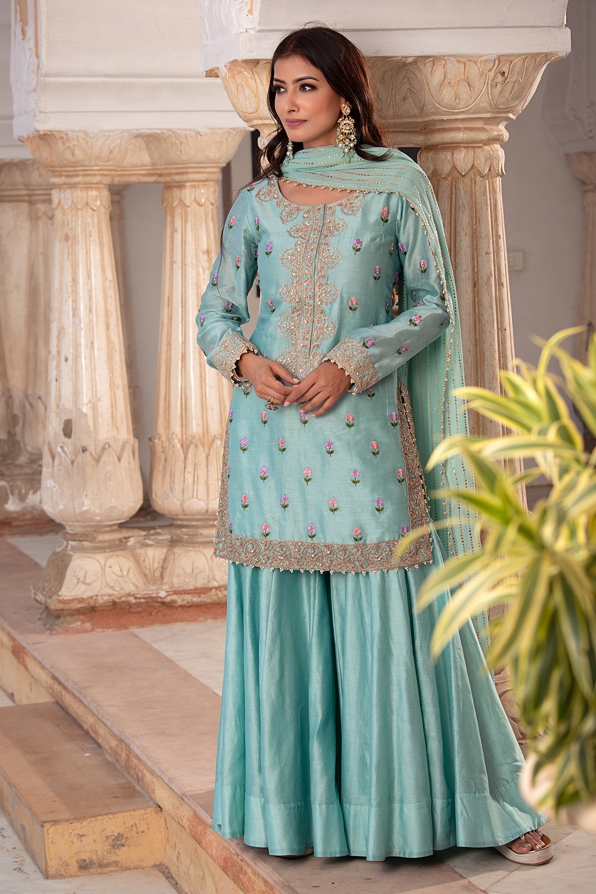 Ice Blue Chanderi Silk