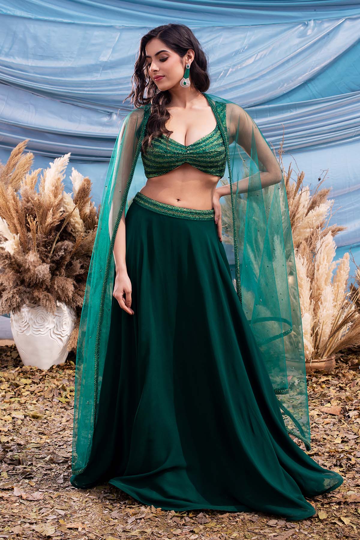 our stunning Slytherin green georgette skirt