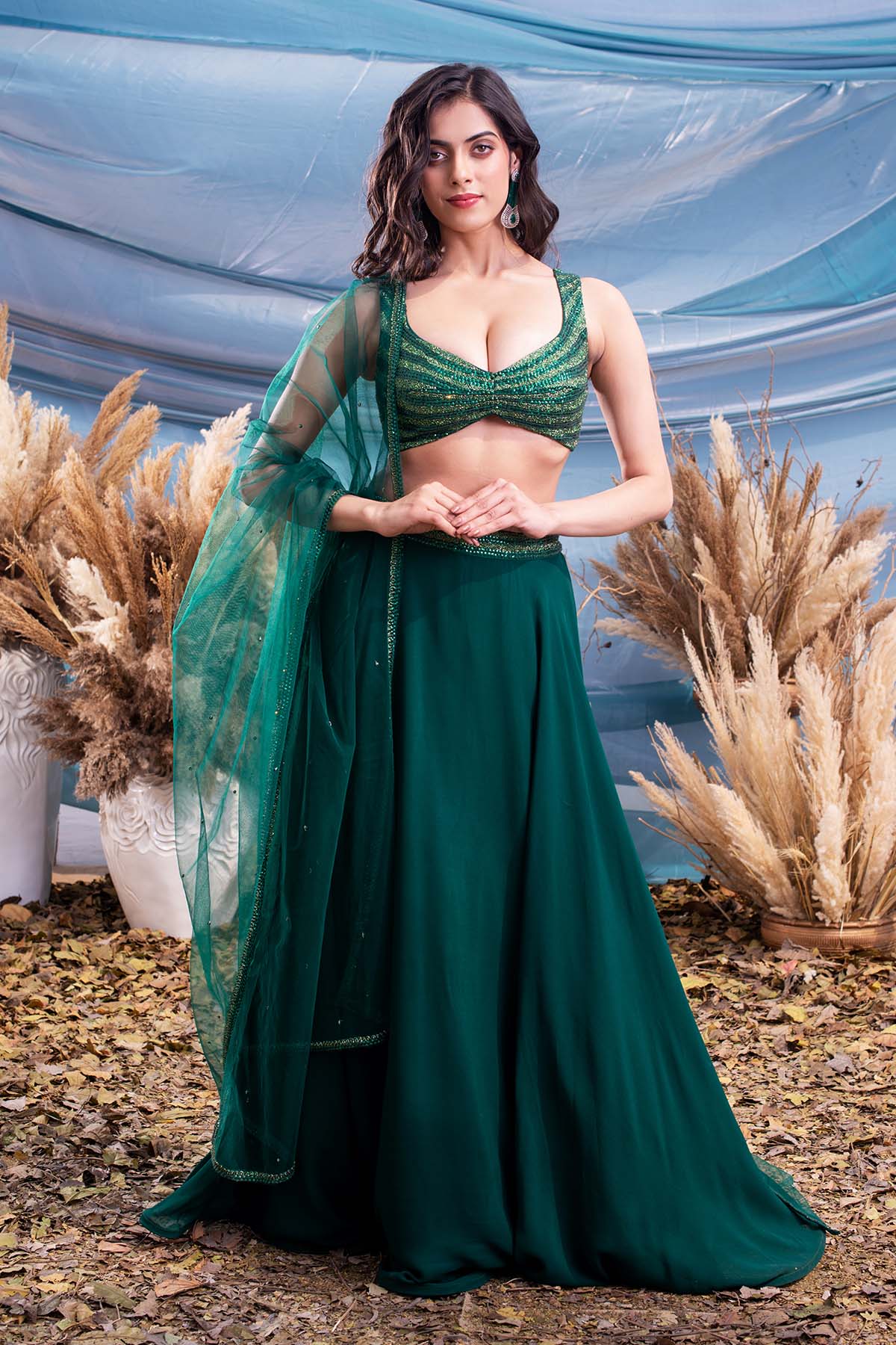 our stunning Slytherin green georgette skirt