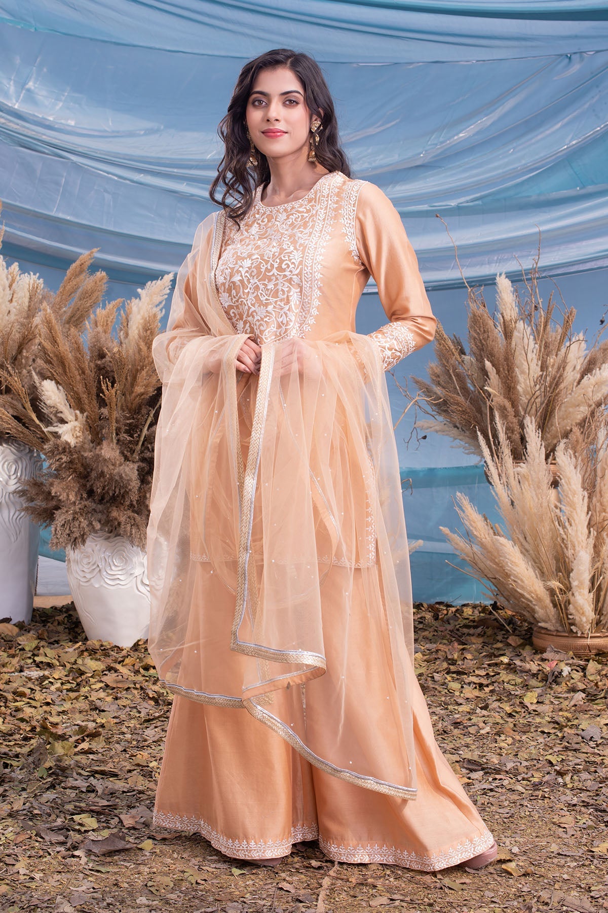 Beige Chanderi Kurti