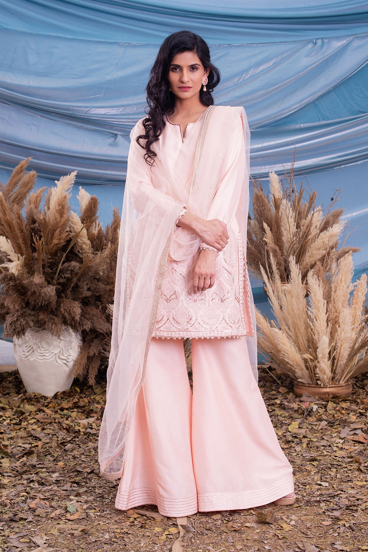 Light Peach Chanderi Kurti