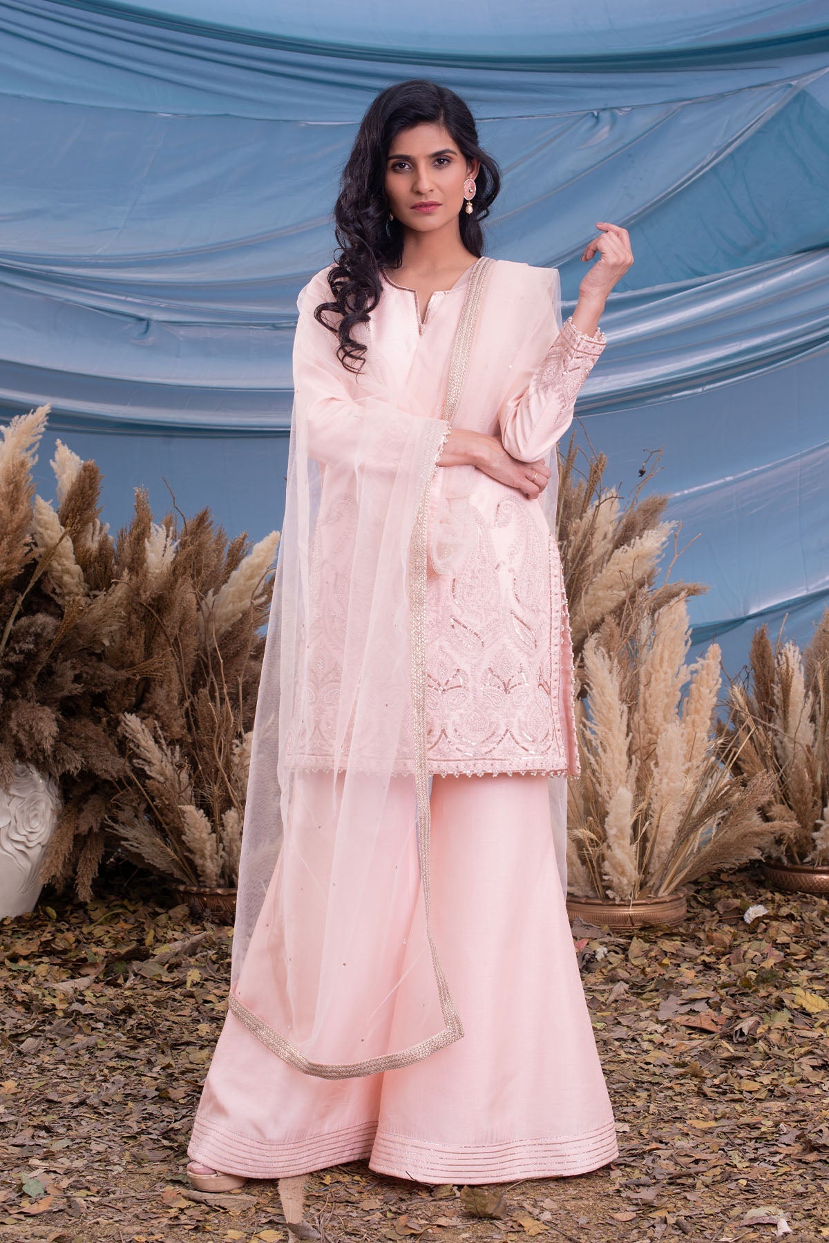 Light Peach Chanderi Kurti