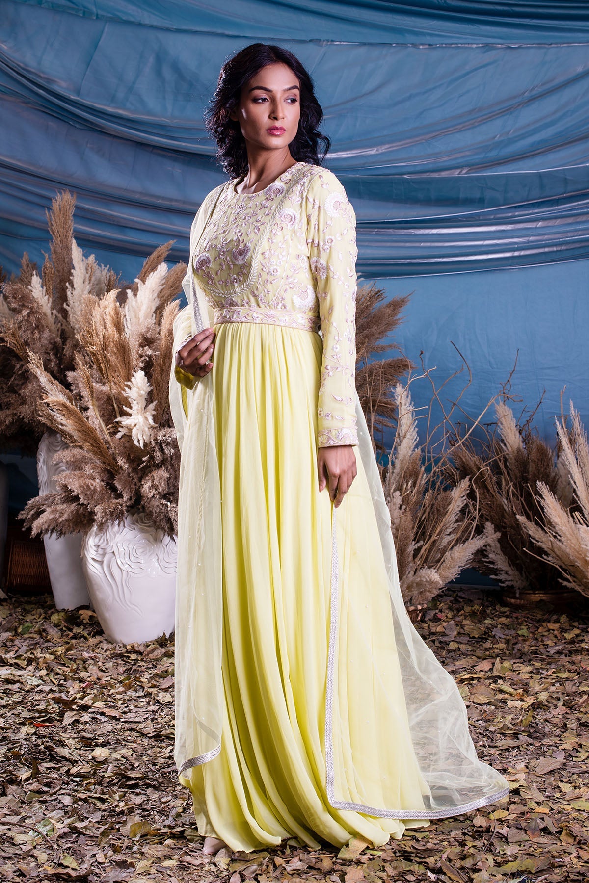 Light Lemon Yellow Georgette Anarkali