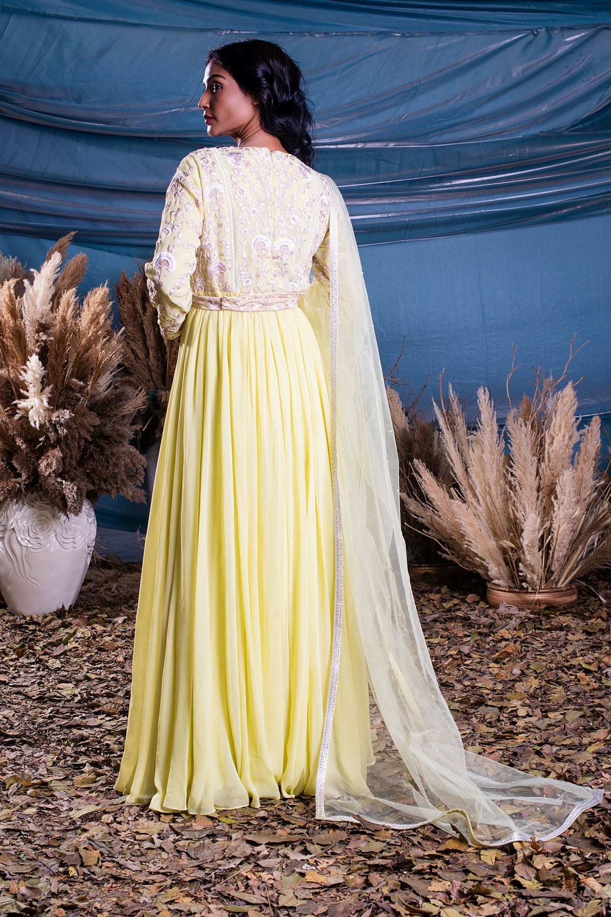 Light Lemon Yellow Georgette Anarkali