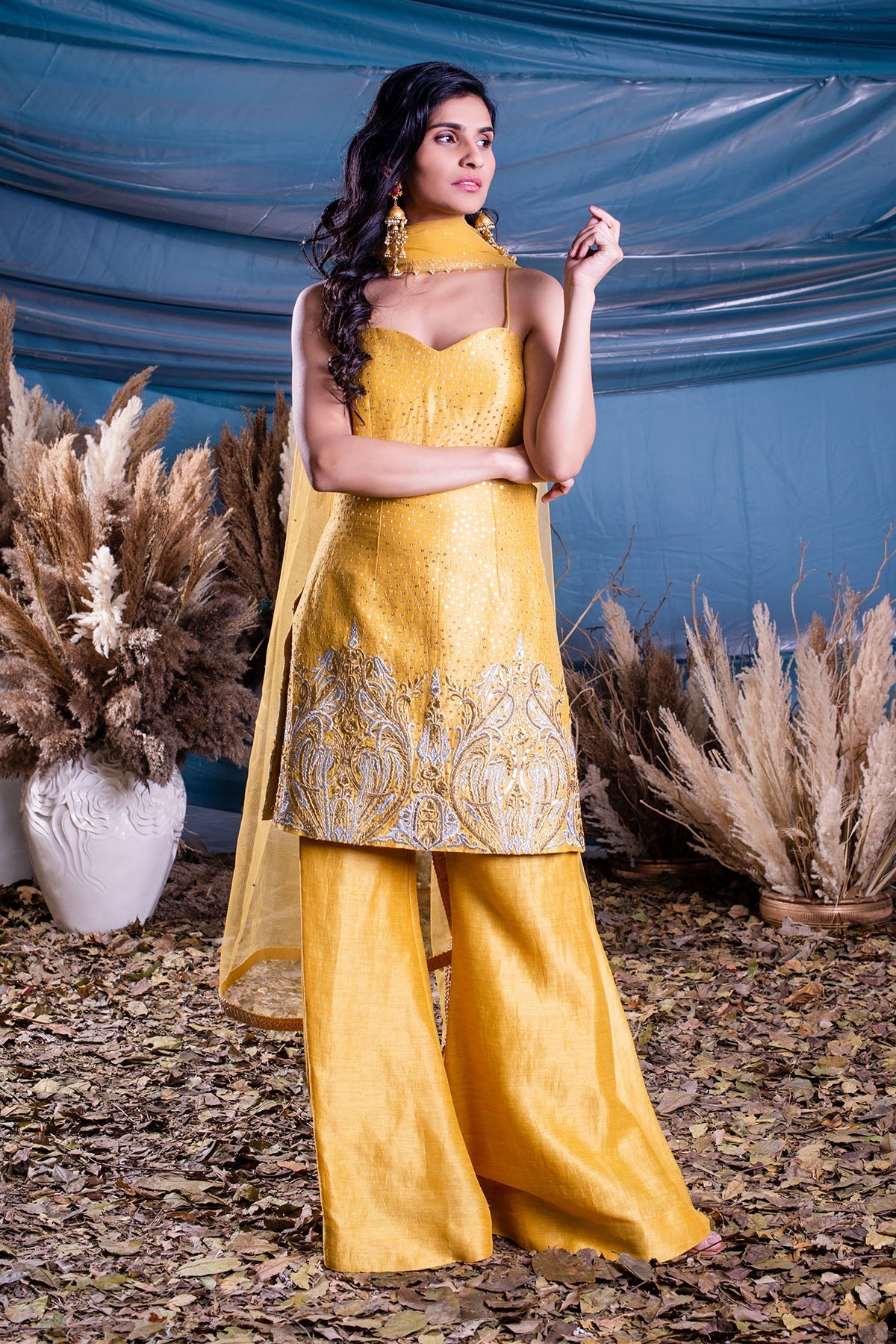 Yellow Kasab Silk Kurti