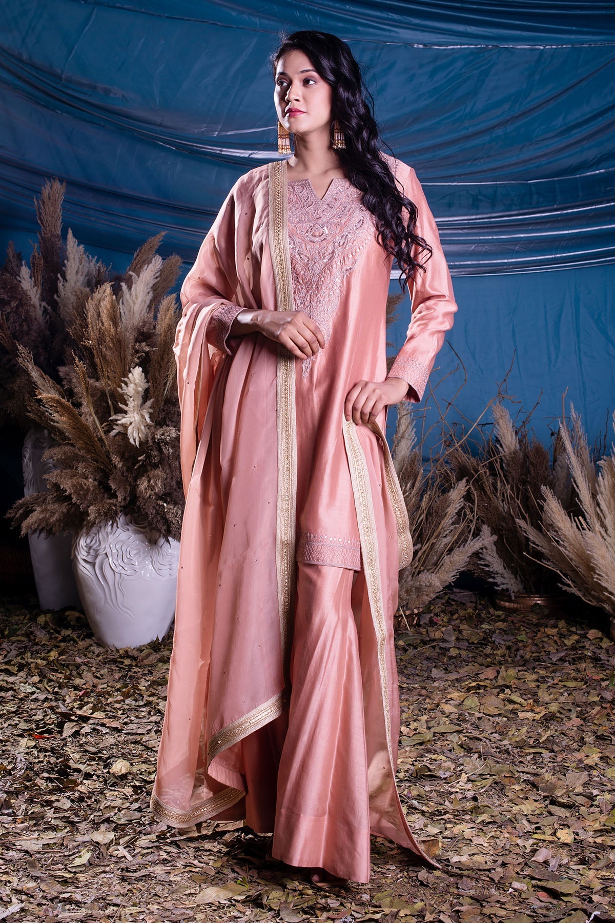 Dusty Pink Chanderi Kurti