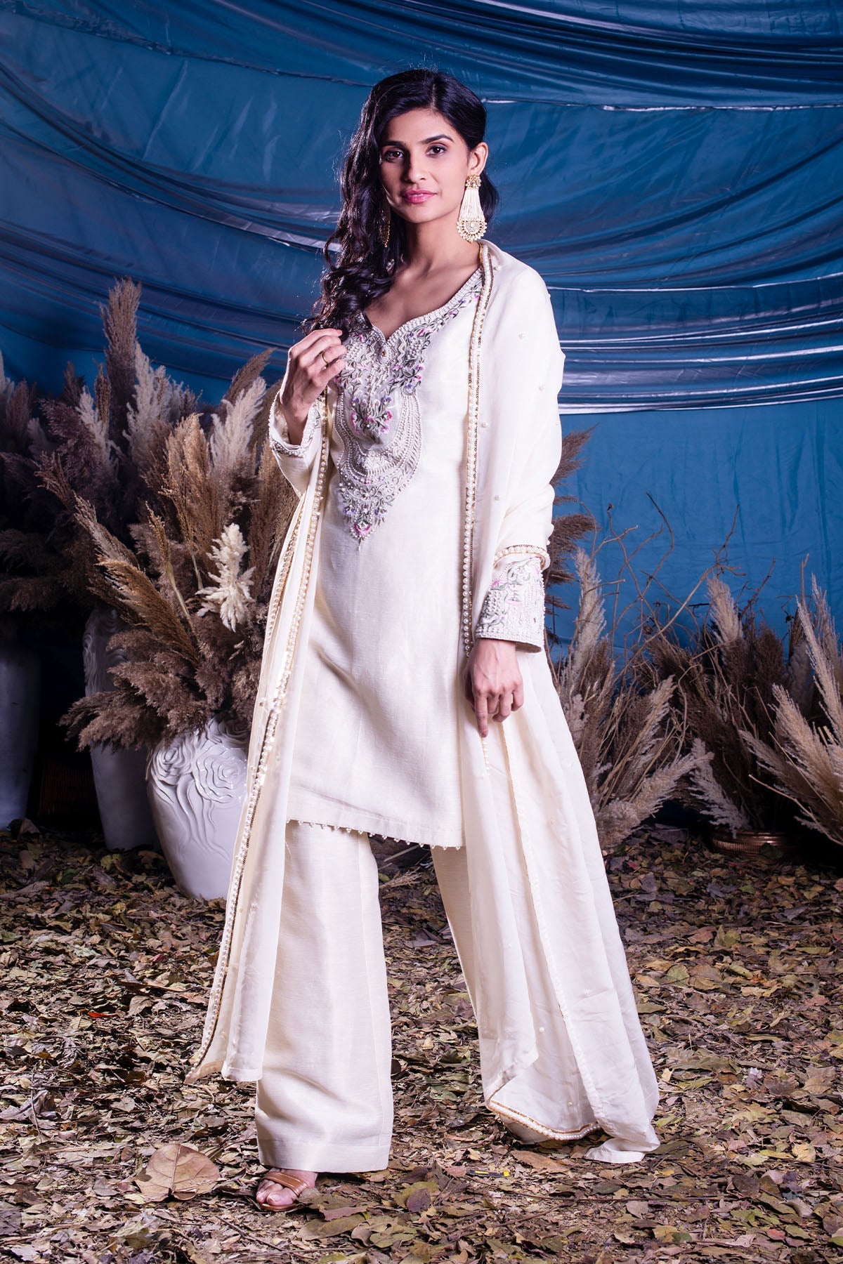 Ivory Kasab Silk Suit