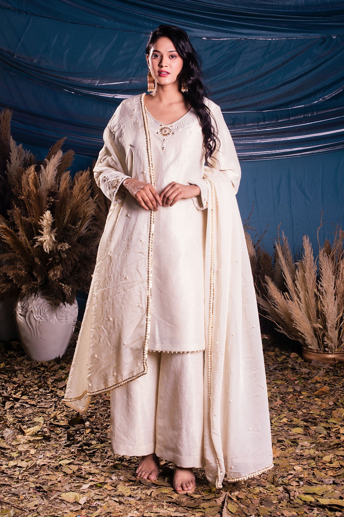 Ivory Kasab Silk Suit